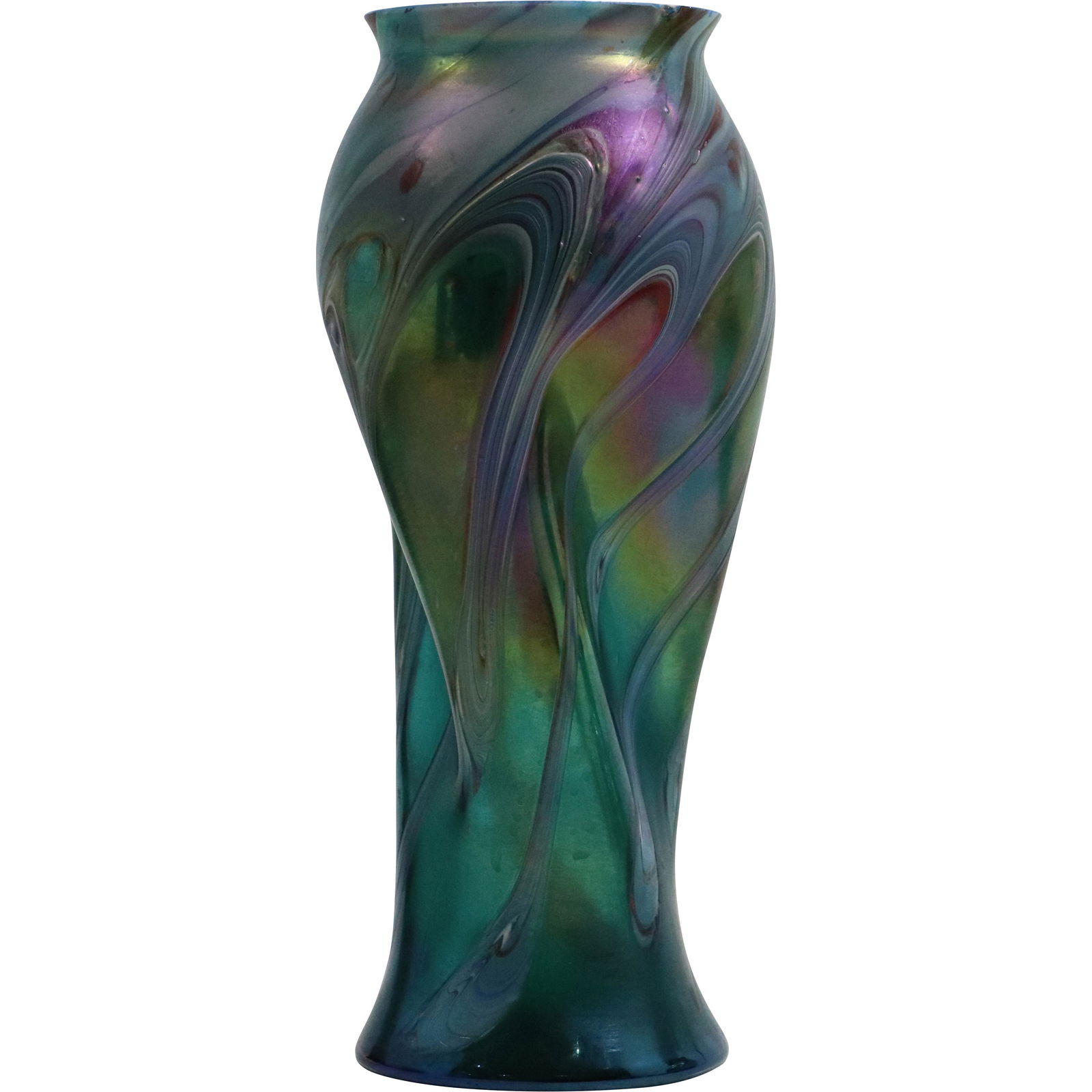 Antique Loetz Green Wave Iridescent Art Glass Vase (1 of 14)