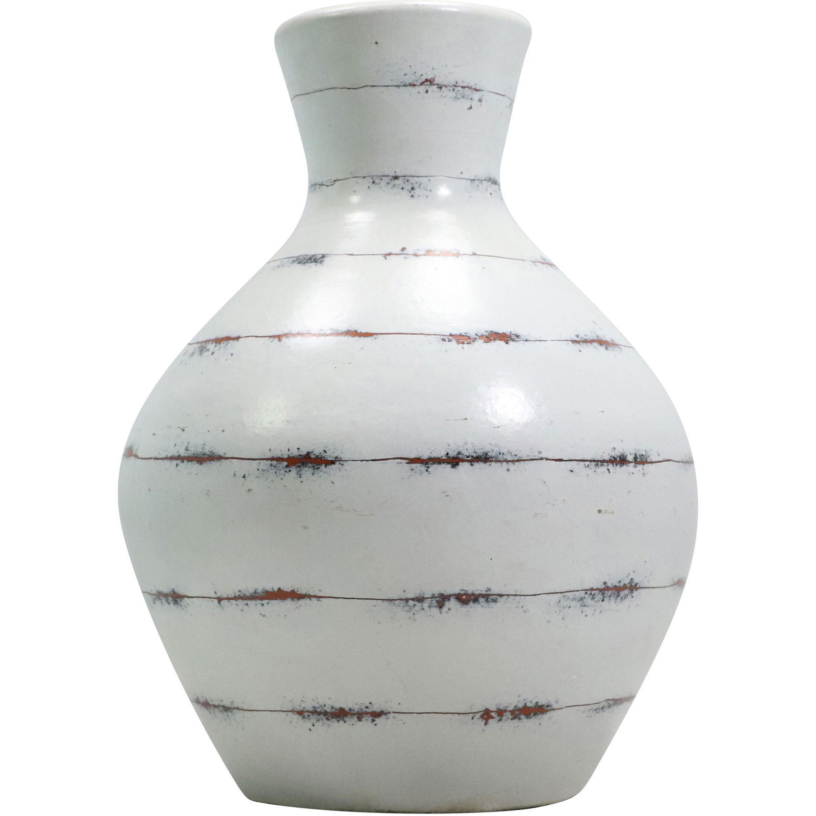 Mid-Century Modern White Glazed Yellow Ware Pottery Vase (1 of 9)