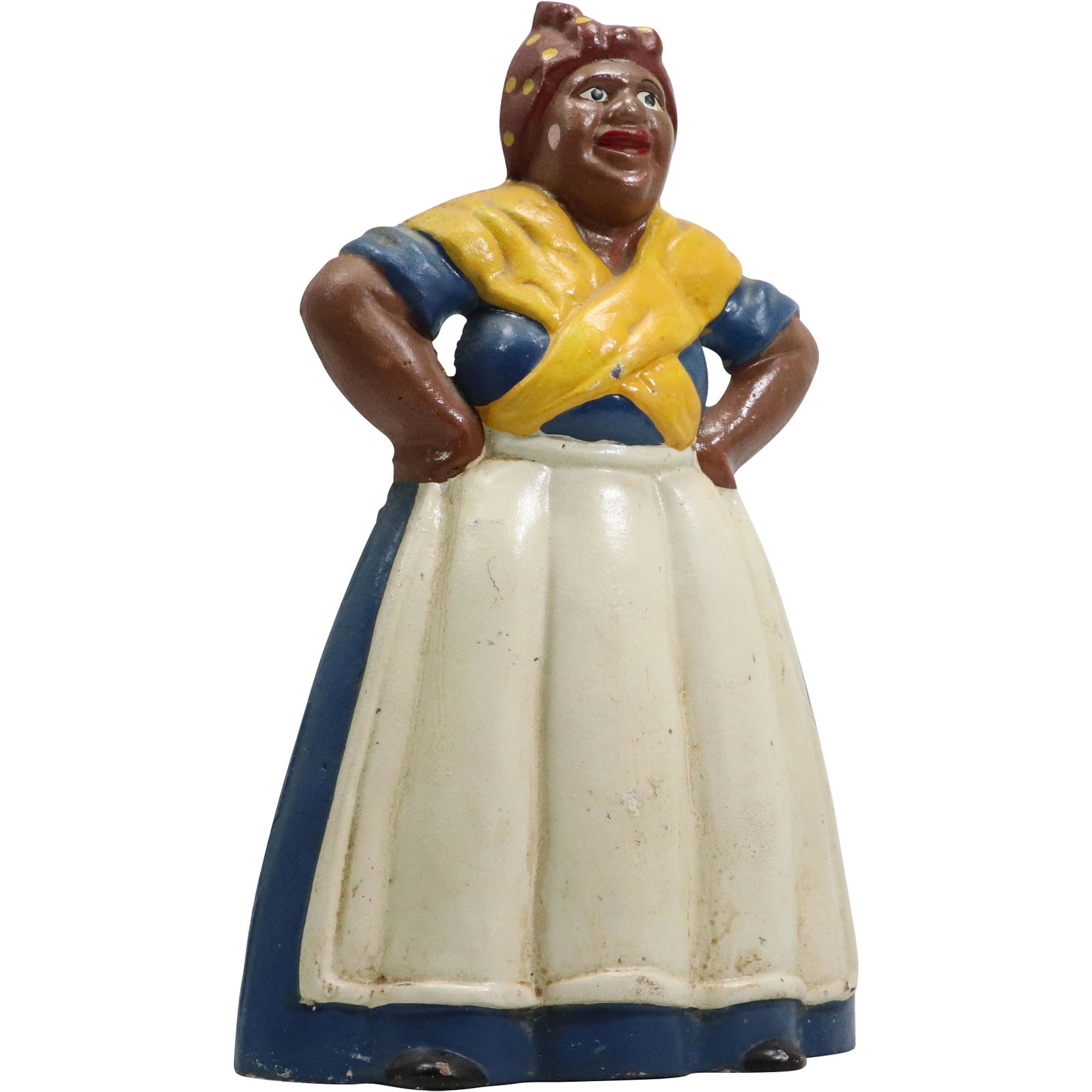 Novelty Cast Iron Aunt Jemima Figure Door Stop in Original Paint Finish: Novelty Cast Iron Aunt Jemima Figure Door Stop in Original Paint Finish. size: 13h 8w