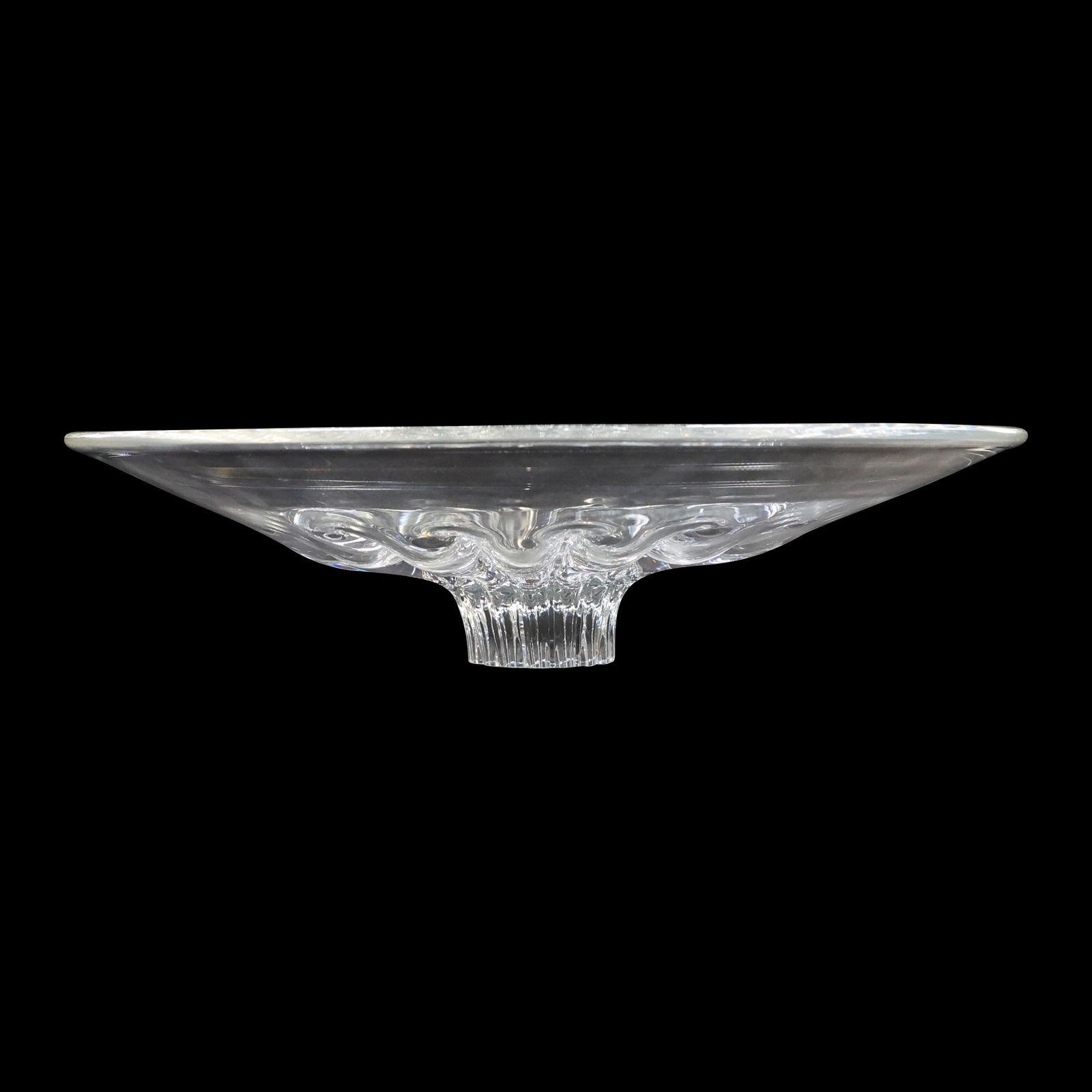 Signed STEUBEN Large Pedestal Base Round Crystal Glass Platter 16.5 inches (1 of 8)