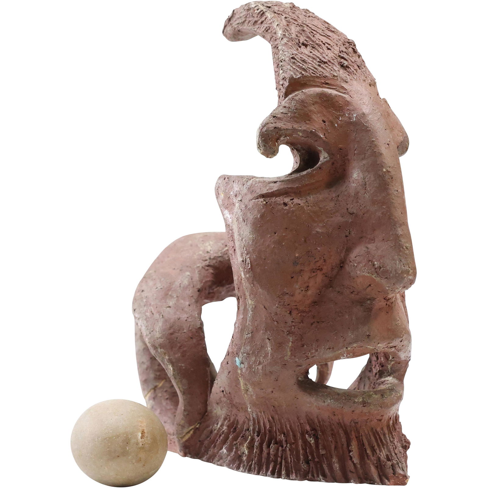 Alfred Van Loen, Terracotta Sculpture Bird and Face with Egg (1 of 17)