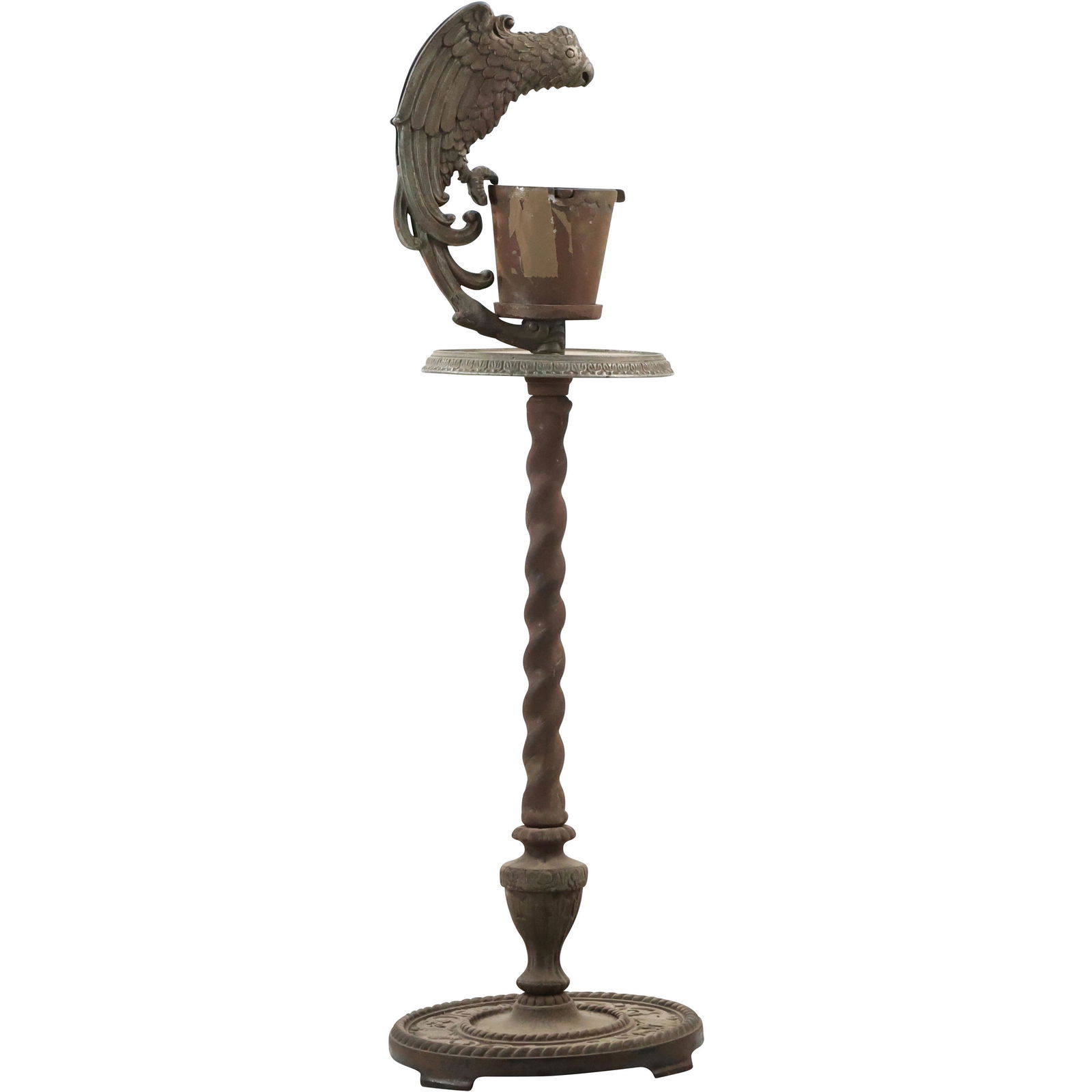 Circa 1920s Iron Parrot Figurative Smoking Stand (1 of 14)