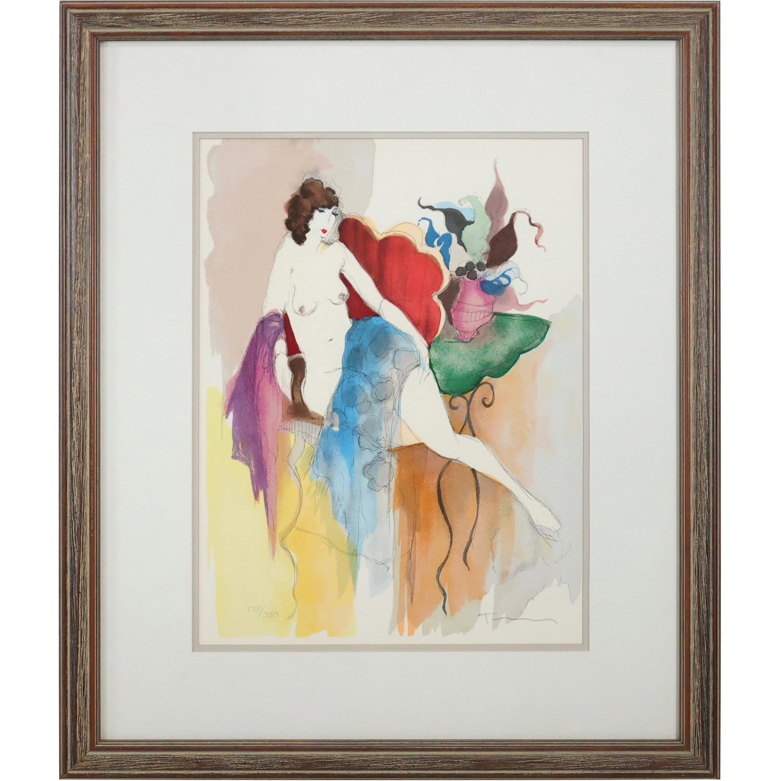 Itzchak Tarkay 1935-2012, Seated Nude Woman "Andrea" Serigraph #175/350, Framed: Itzchak Tarkay 1935-2012, Seated Nude Woman "Andrea" Serigraph #175/350, Framed. size: 15.75 x 11.75 matte, 24 x 20 outside frame. ASKart: Itzchak (Isaac) Tarkay (1935 - 2012) was active/lived in Serb