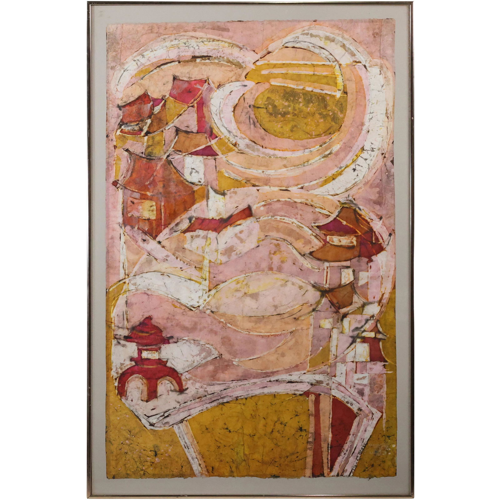 Signed Helene Glass, Mid-Century Modern Abstract Mixed Media Painting (1 of 16)