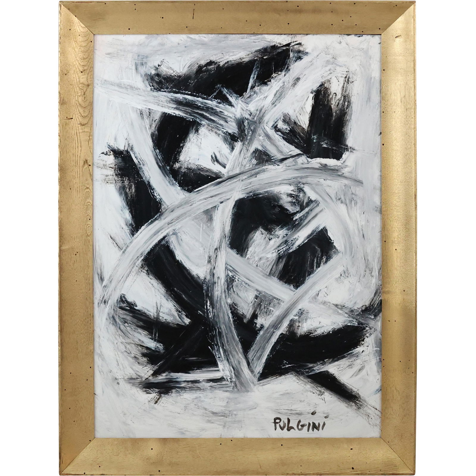 Thomas Pulgini, American Oil Painting Black and White Abstract Lines on White Background (1 of 11)