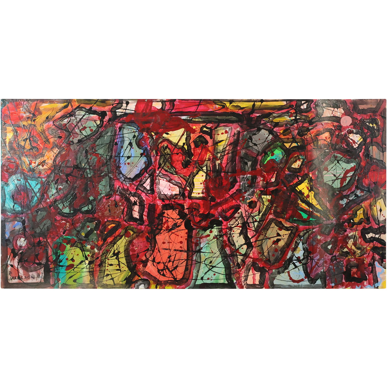 Dennis Sakelson, 20th C. Bucks County Pa Artist, BUSY ABSTRACT PAINTING Signed (1 of 17)