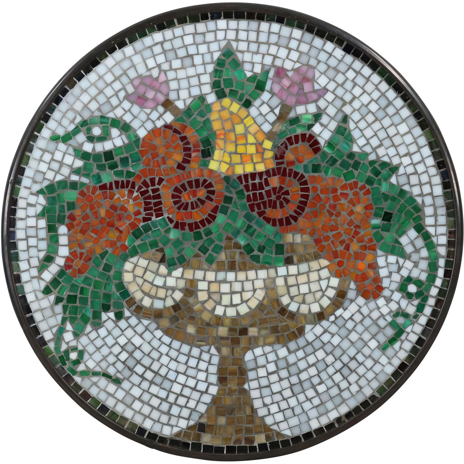 Mosaic Tiles Artwork Basket of Fruit Round Plaque (1 of 12)