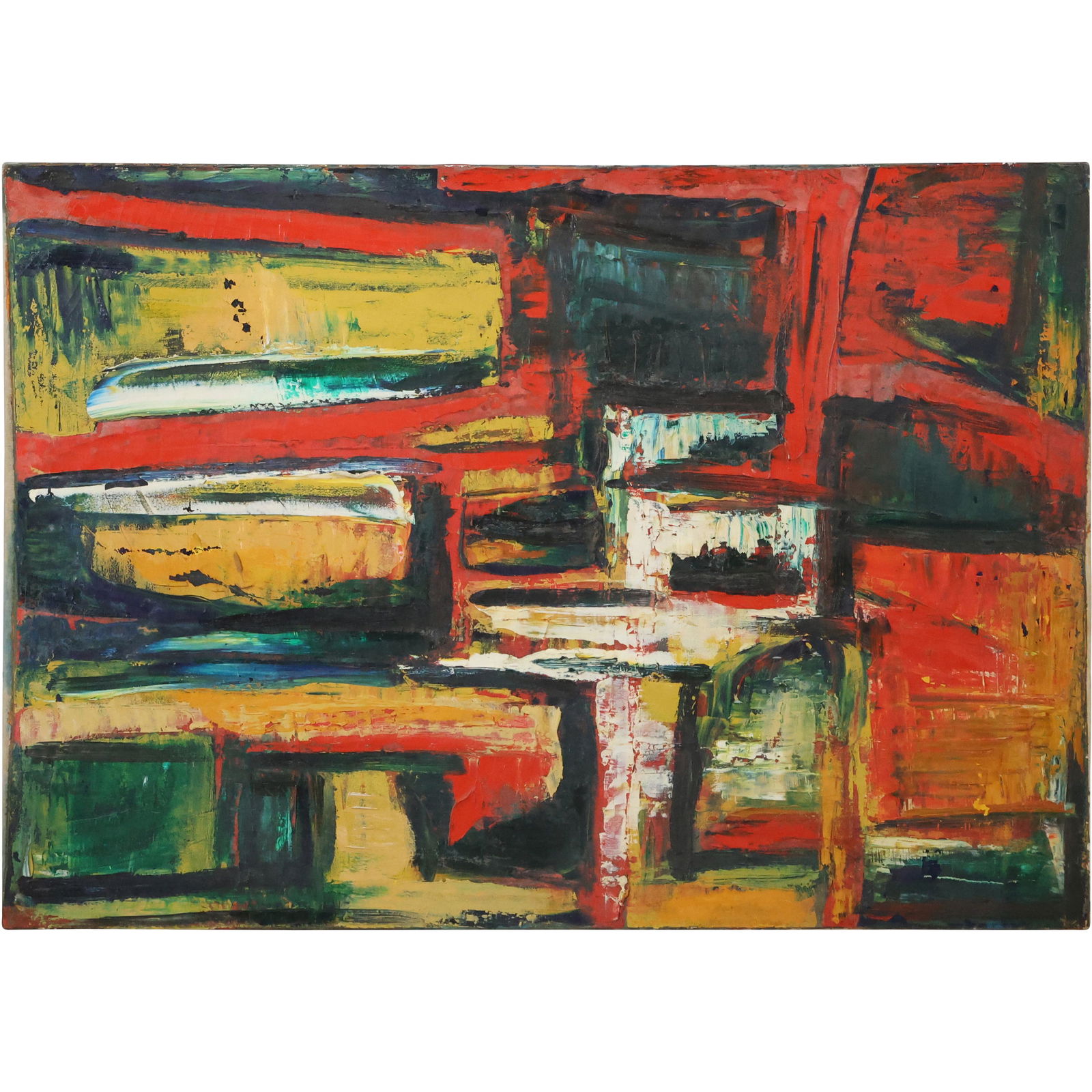 Signed M. B. O. "In Mars" Mid-Century Modern Abstract Oil on Canvas Painting (1 of 12)
