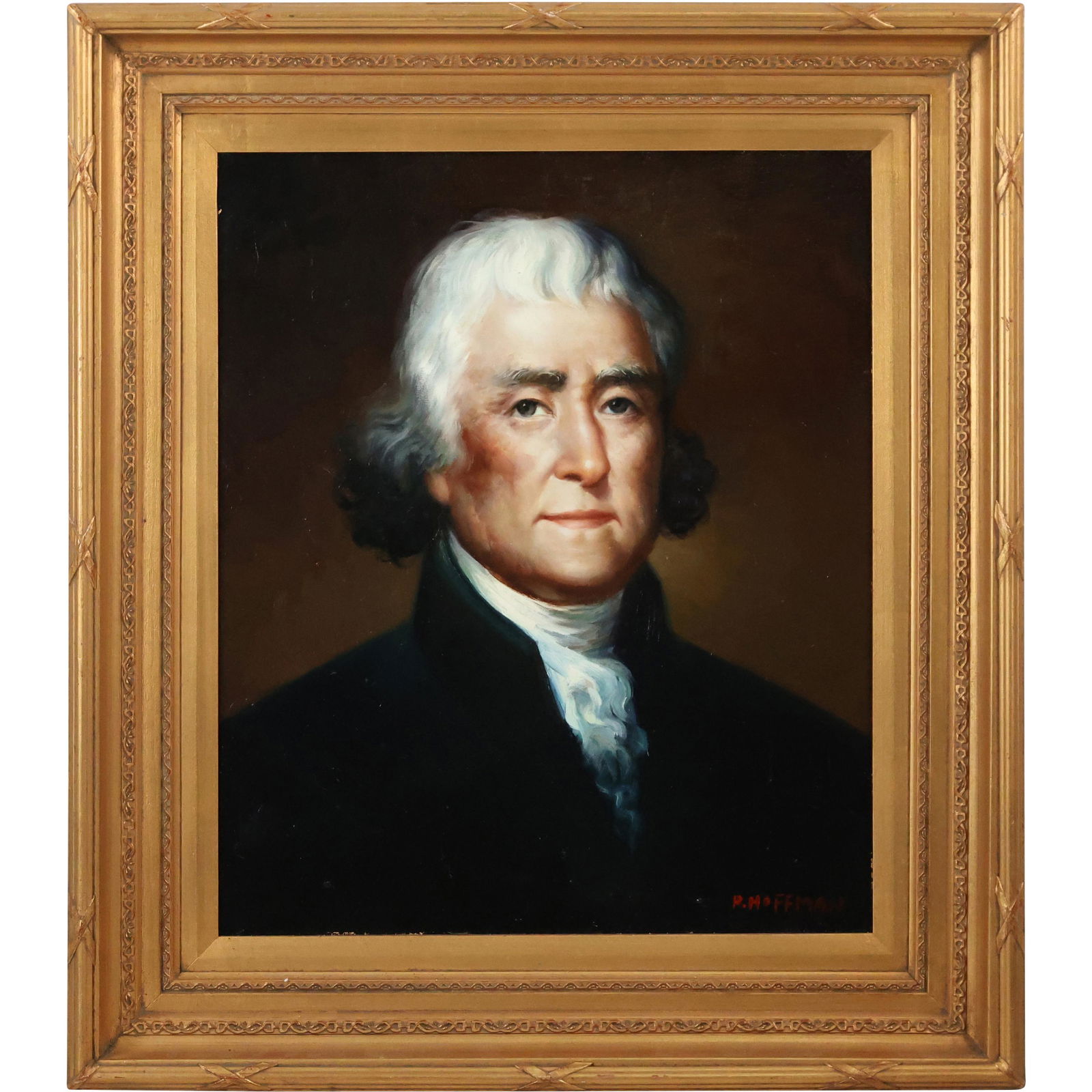 P Hoffman; 20th C. Copy of  Portrait Distinguished Gentleman Oil Painting, Framed (1 of 13)