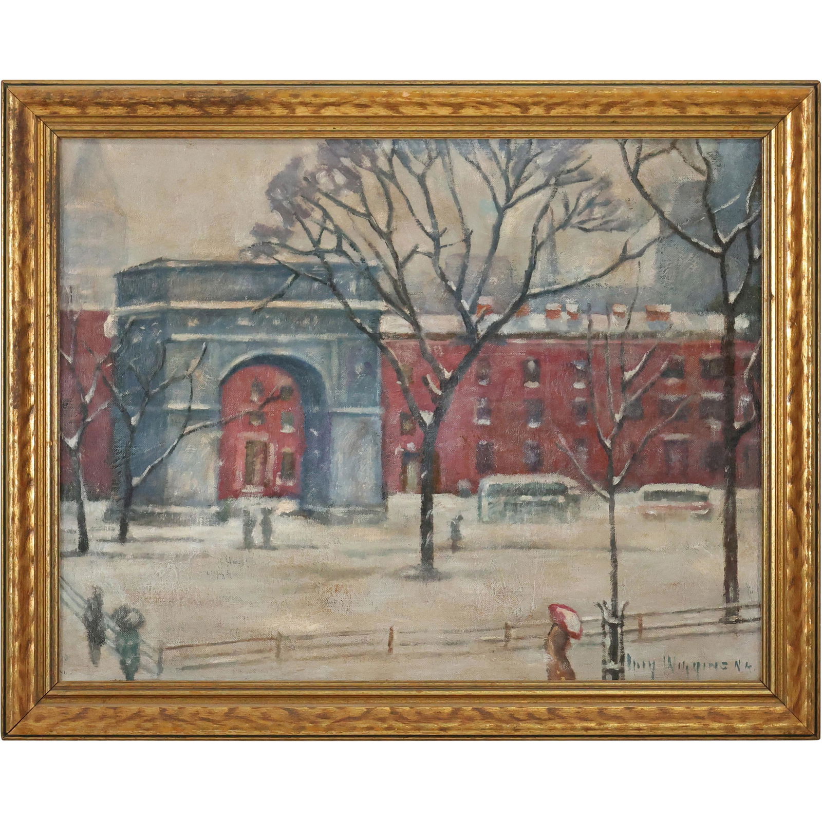 Guy Wiggins; 20thC. American Oil Washington Square Signed (1 of 14)
