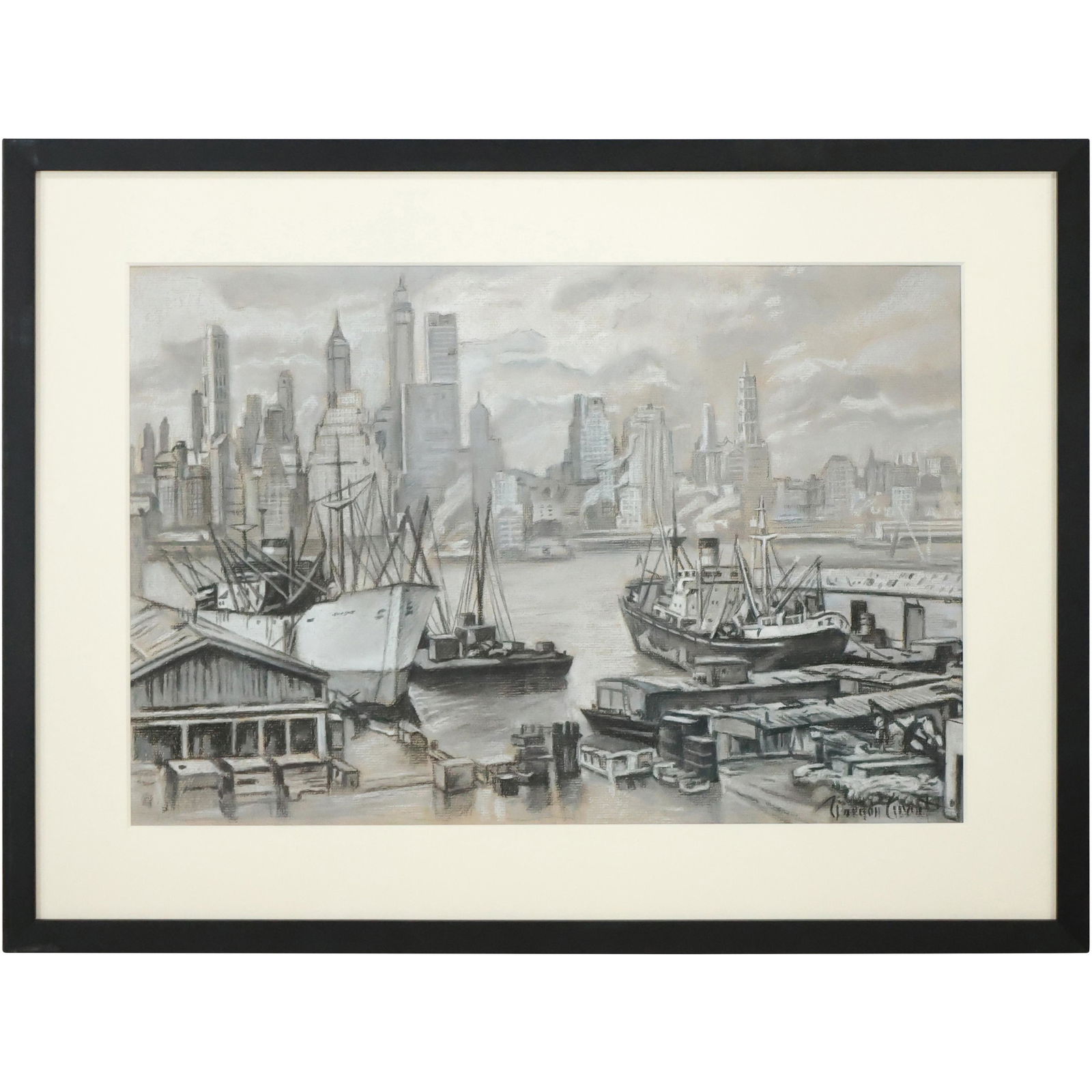 Gordon Grant; American Pastel East River, NYC Signed (1 of 15)