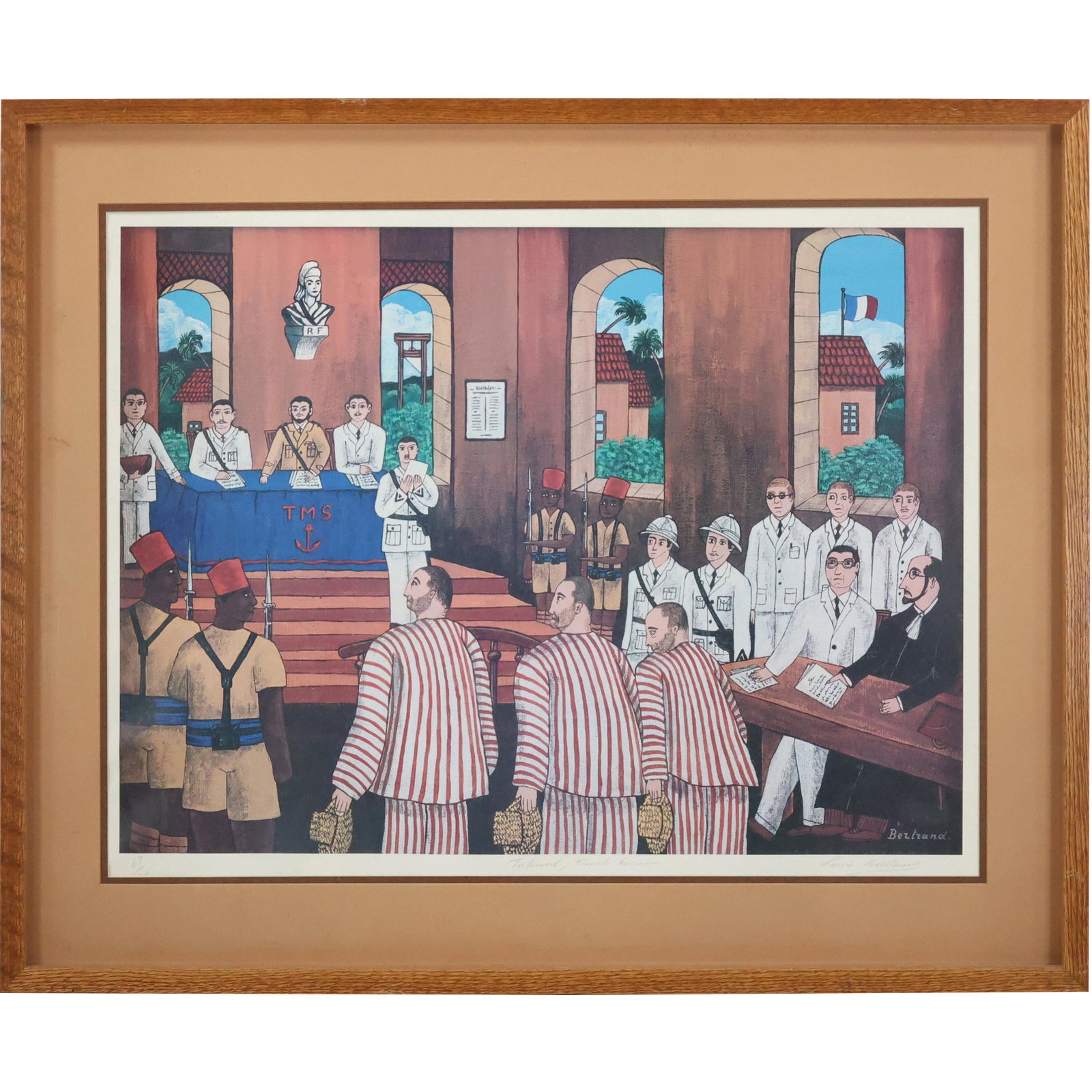 Aloysius Bertrand, Lithograph 1981 #67/750 Tribunal French Guiana: Aloysius Bertrand, Lithograph 1981 #67/750 Tribunal French Guiana. size: 20.5 x 26.5 matte, 27.25 x 33.25 outside frame