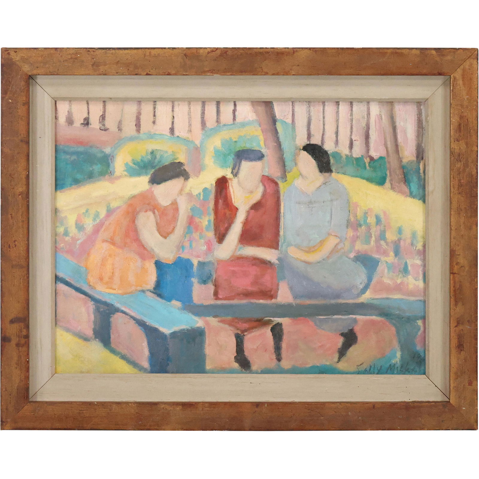Sally Michel Avery; 20thC. American Modernist Oil In the Park Signed (1 of 15)
