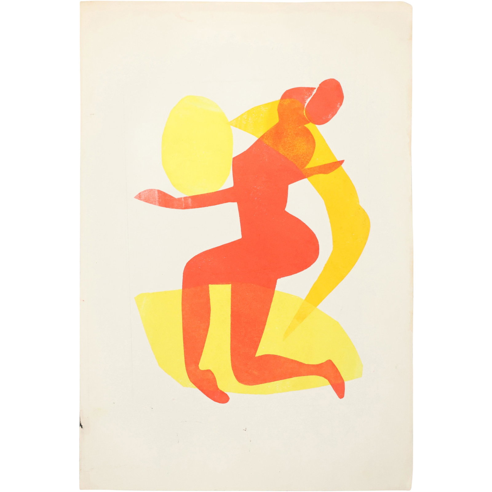 Henri Matisse(after); 20thC. French Cut-Out Lithograph: Henri Matisse(after); 20thC. French Cut-Out Lithograph . Color cut-out lithograph. Dancing Nude Figure. After Henri Matisse. Circa 1952; 12in. X 9in.(image), 18in. X 12in.(overall with margins)