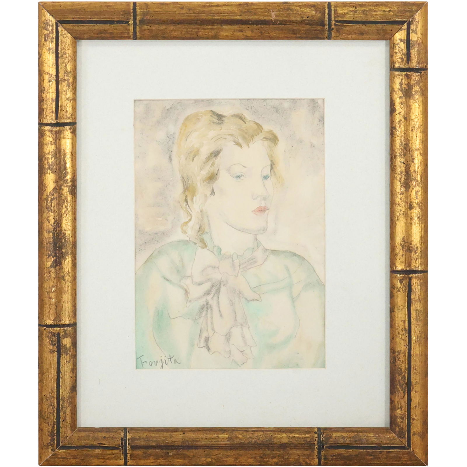 Tsuguharu Foujita 1886-1968, Attributed to, Watercolor Painting Portrait Woman (1 of 11)