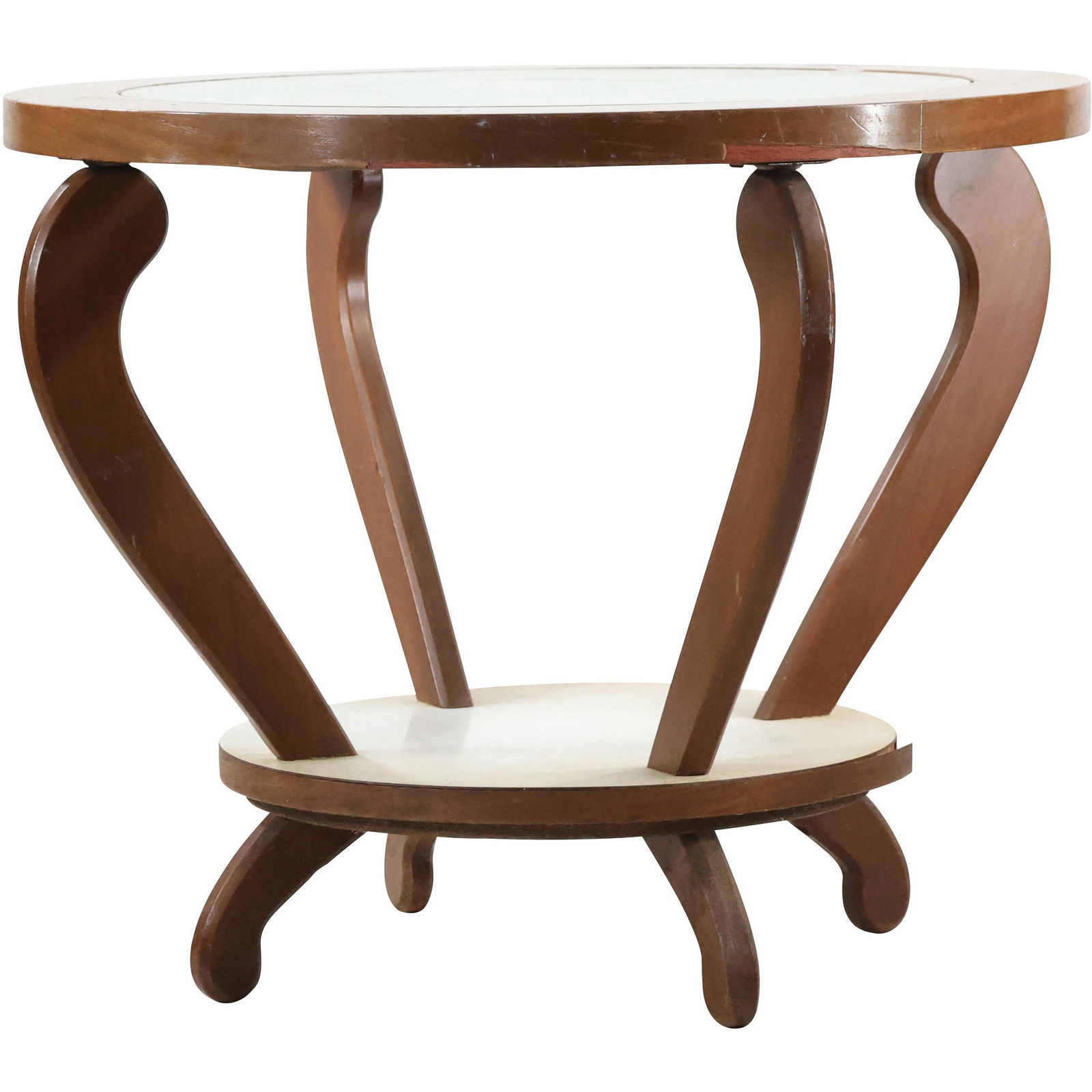 Wooden and Metal Rods Round Glass Top Occasional Table (1 of 15)