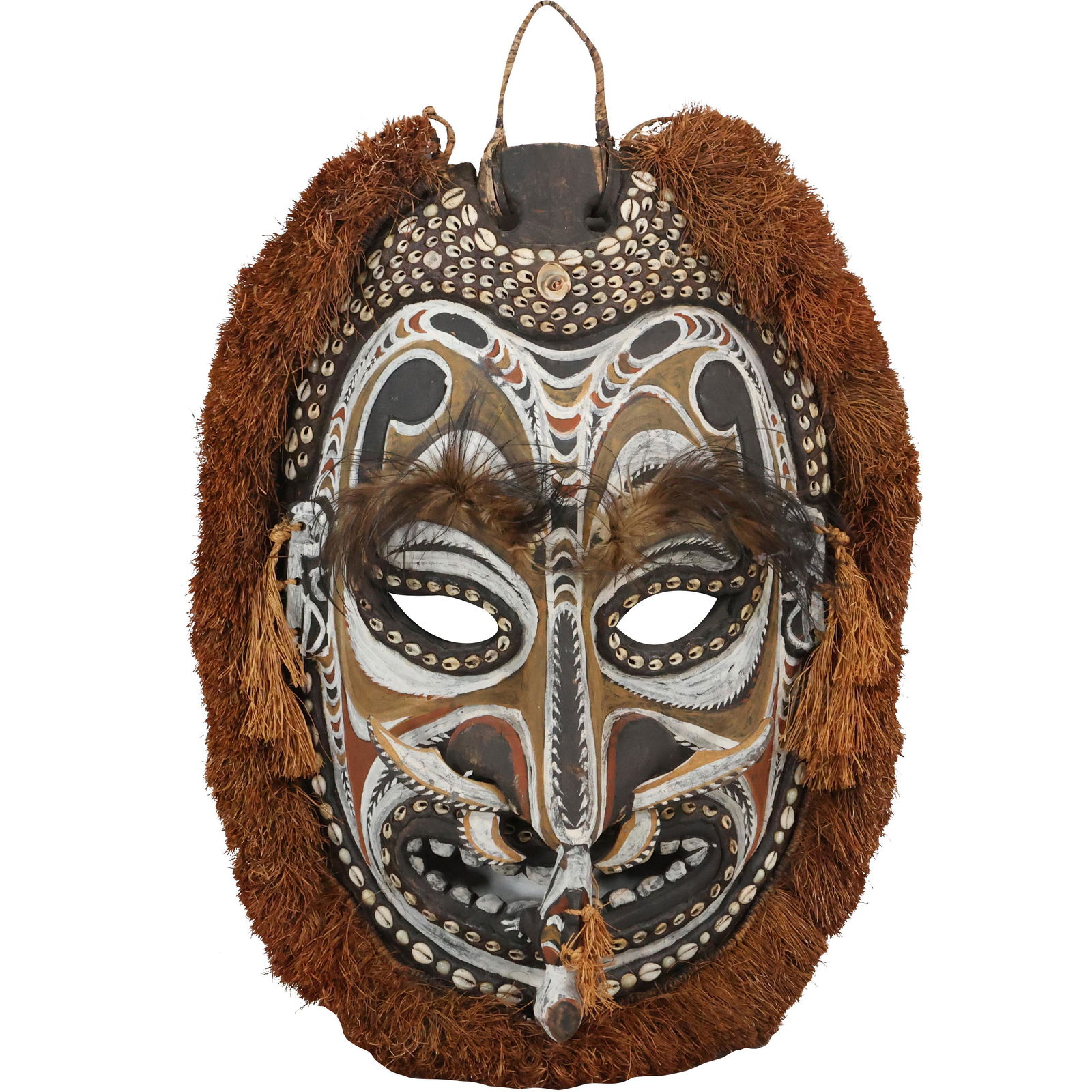 Quality Carved Wooden African Ceremonial Mask Decorated with Shells (1 of 20)