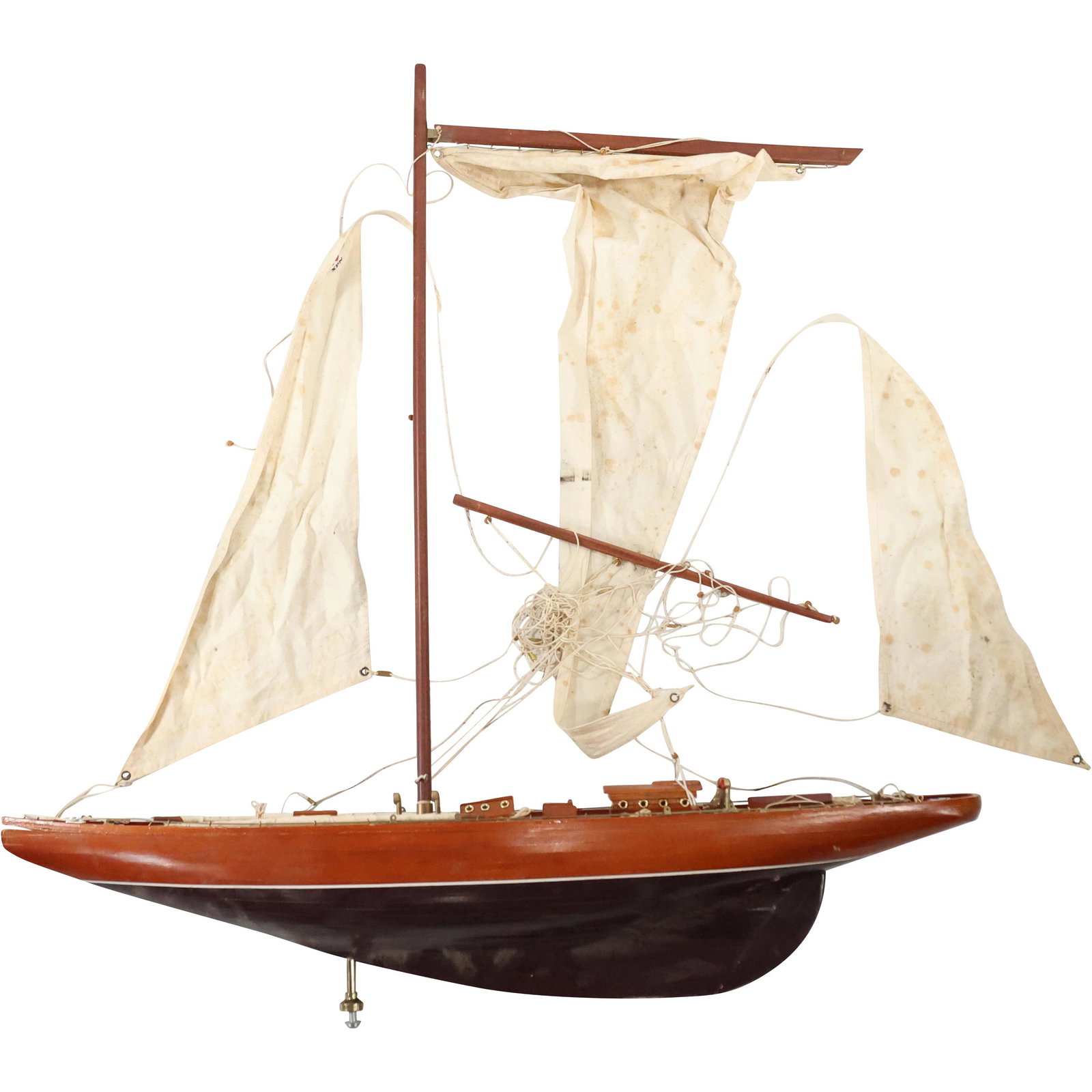 Large 36 inch Wooden Sail Boat Model with Sails: Large 36 inch Wooden Sail Boat Model with Sails. size: 39 x 36
