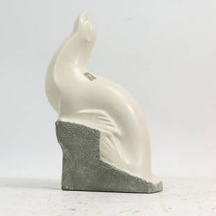 VINCENT GLINSKY (RUSSIAN, 1895-1975) Carved 2-Tone Marble SEAL Figure Sculpture: VINCENT GLINSKY (RUSSIAN, 1895-1975) Carved 2-Tone Marble SEAL Figure Sculpture. size: 11.5h 7.25w. ASKart: Vincent Glinsky (1895 - 1975) was active/lived in New York / Italy, France, Russian Federati