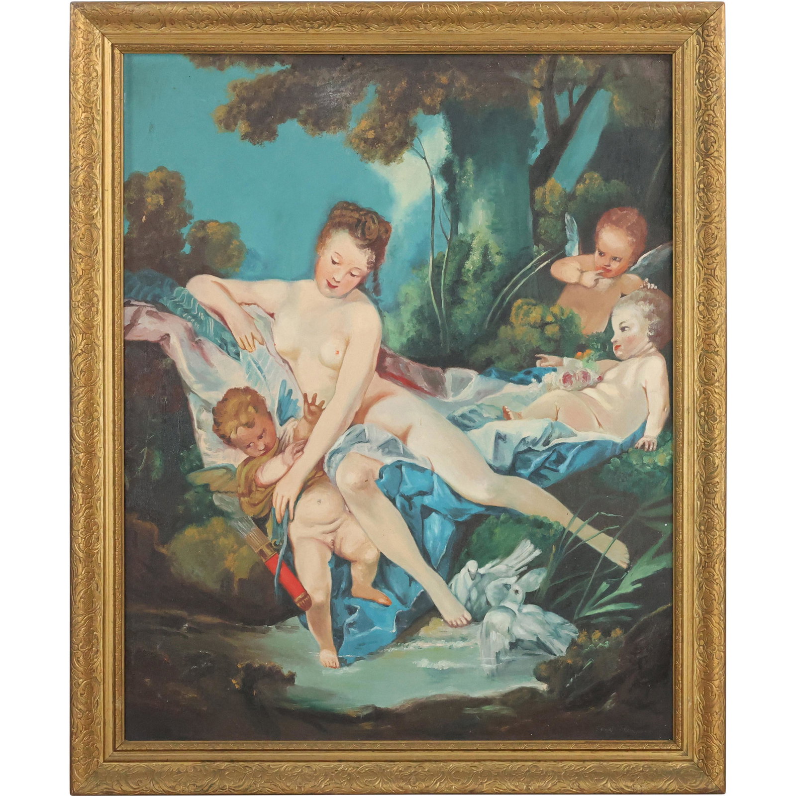 Fred Thompson, 1930s Oil on Canvas Painting, Classical Genre Figures Scene (1 of 15)
