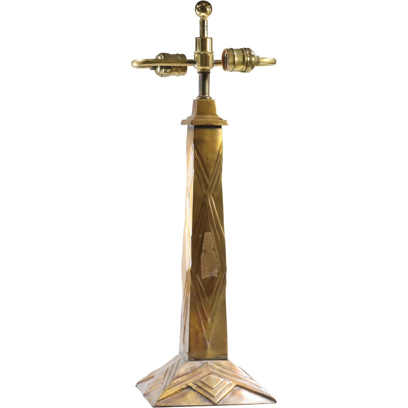Quality Art Deco Bronze Metal Stylized Pattern Table Lamp Base Original Patina (1 of 11)