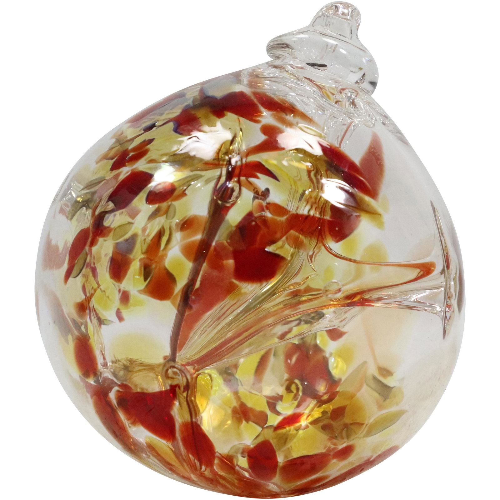 Hand Blown Studio Art Glass Hanging Ornament: Hand Blown Studio Art Glass Hanging Ornament. size: 7h 5.5w