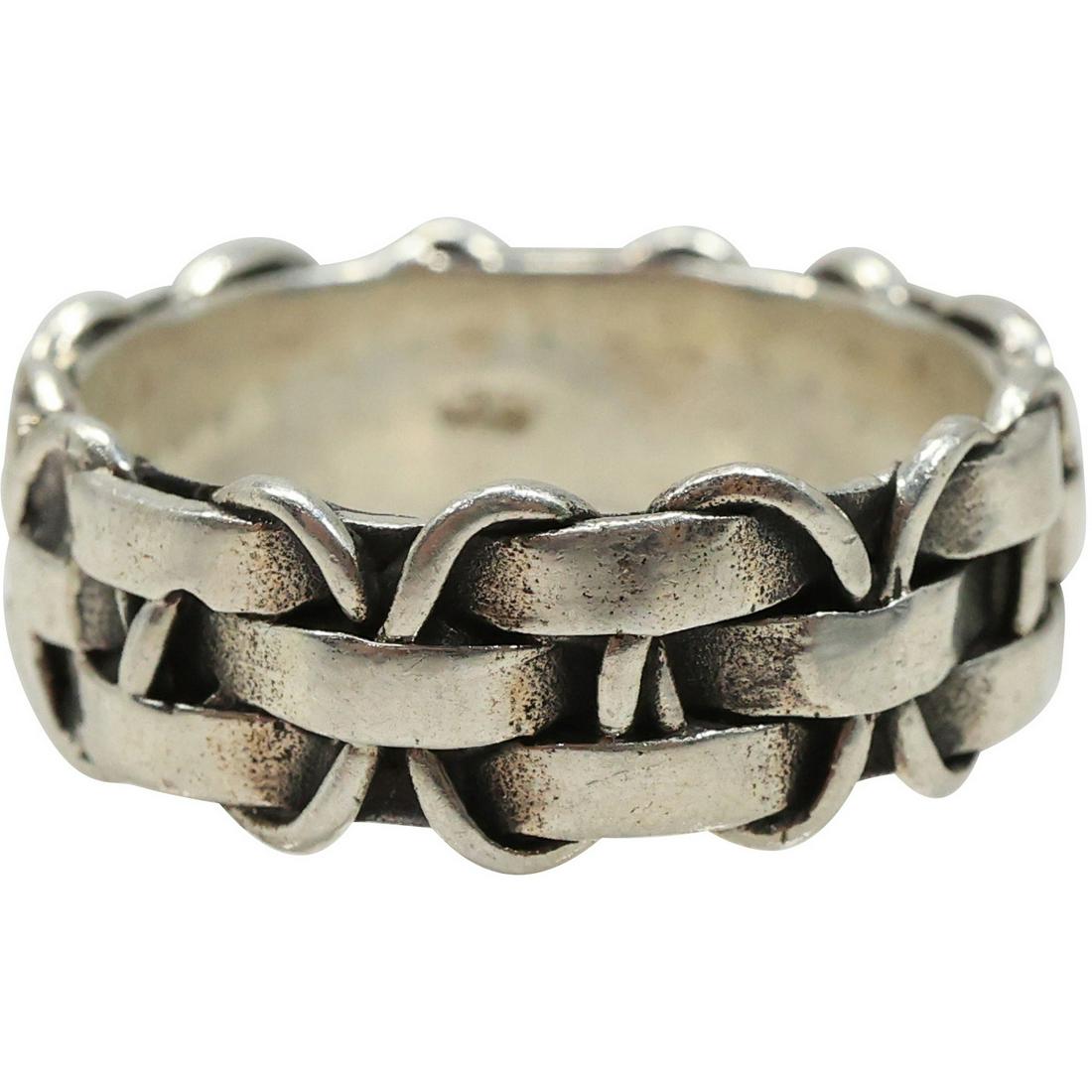 .925 Sterling Silver Basket Weave Ring Size 12.75 (1 of 11)