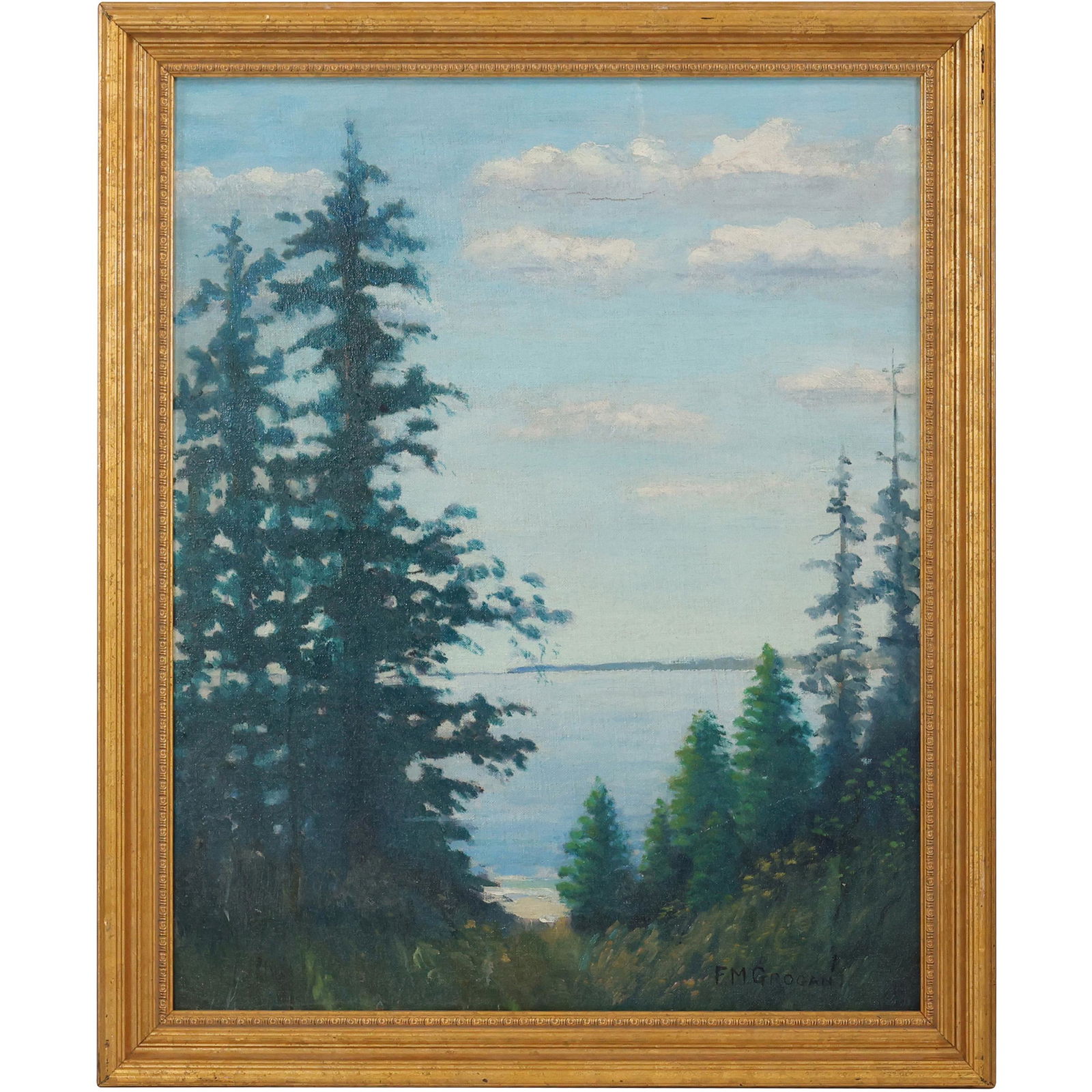 F M Grogan, Vintage Oil on Canvas Painting, Adirondacks Landscape (1 of 11)
