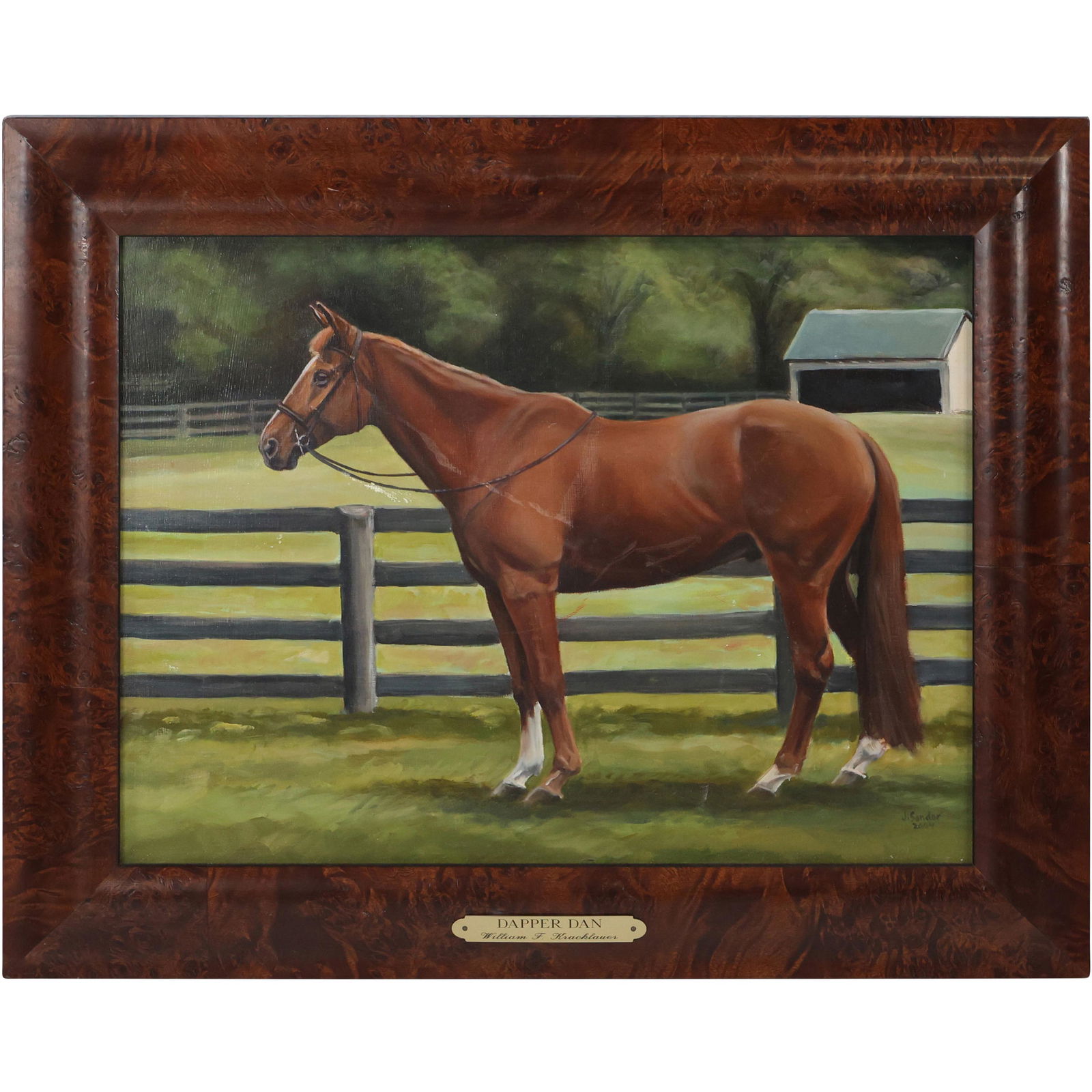J Sandor; Oil Painting, "Dapper Dan" Prize Horse, Framed (1 of 11)