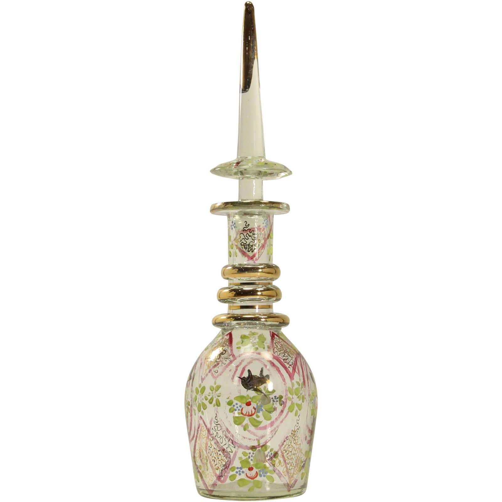 Bohemian Large Glass Decanter with Steeple Stopper All Hand Painted Decoration (1 of 20)