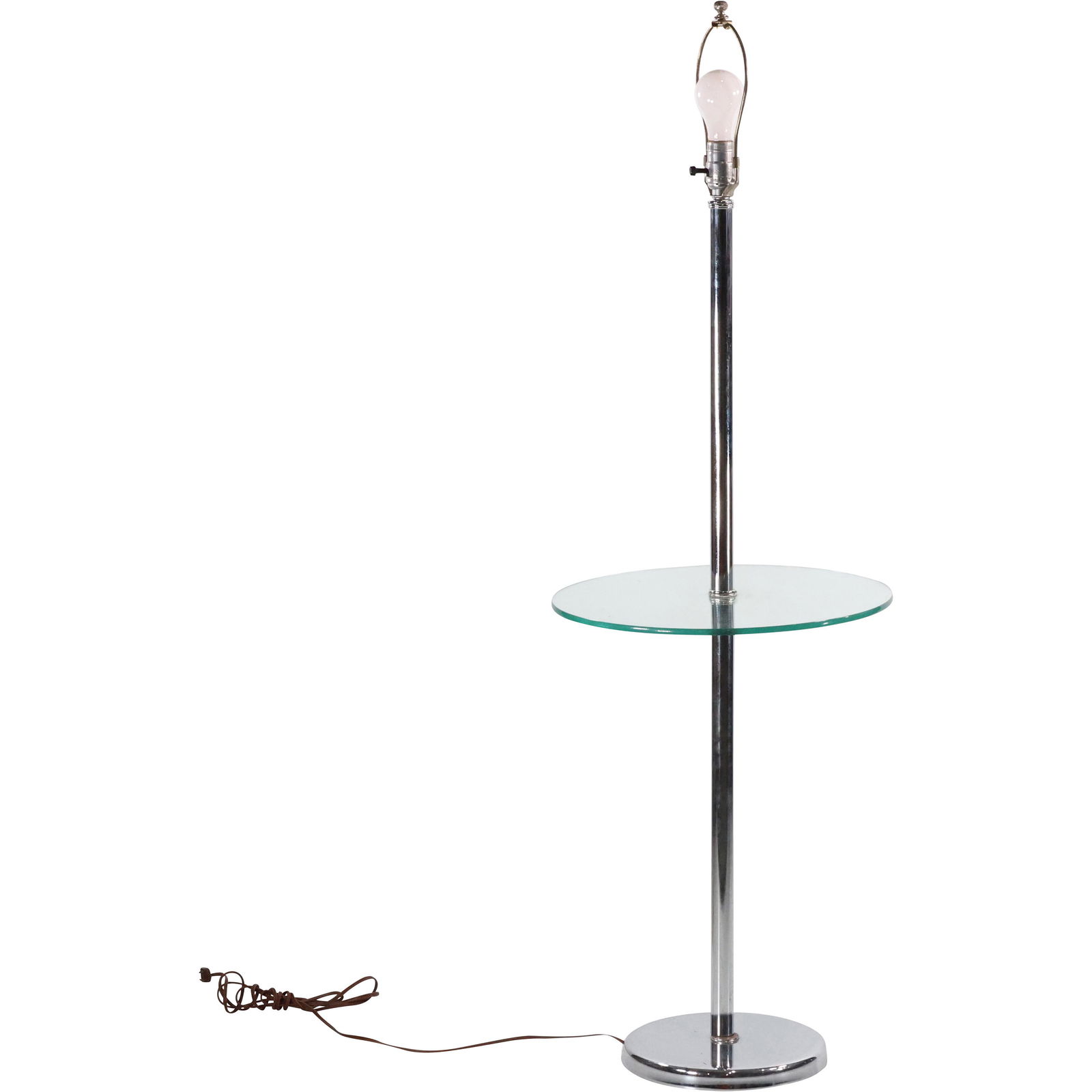Mid-Century Modern Chrome Pole Floor Lamp with Glass Center Stand (1 of 14)