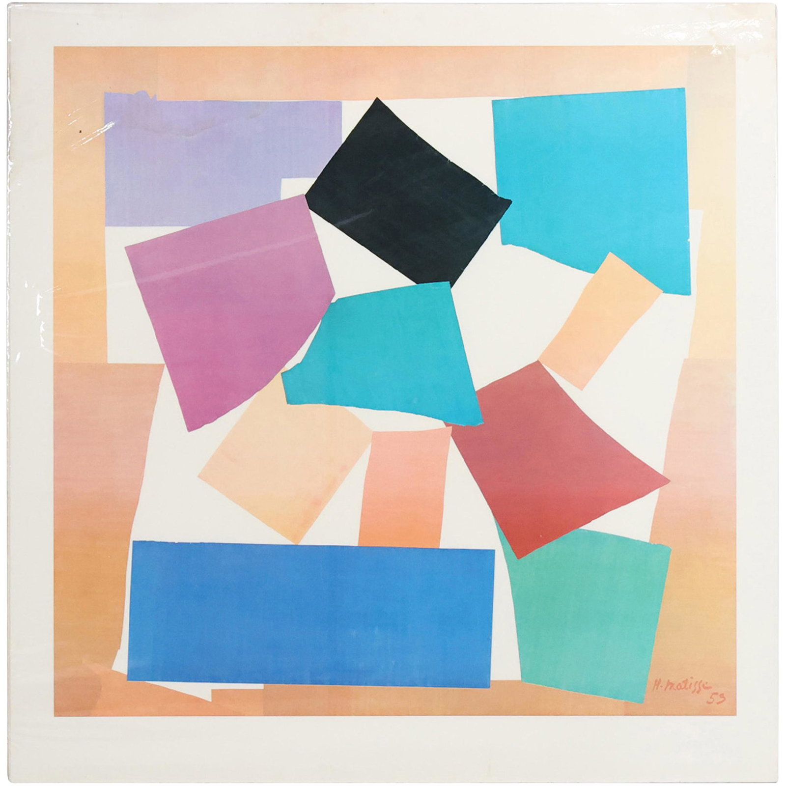 H Matisse 1953, Vintage Lithograph "Cutouts" Design: H Matisse 1953, Vintage Lithograph "Cutouts" Design. size: 25 x 24.25