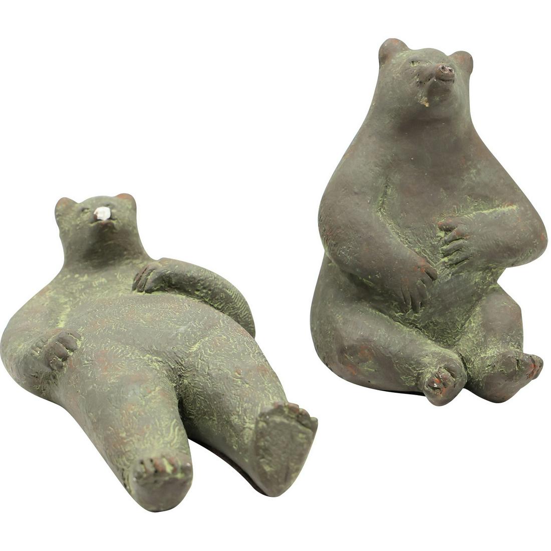 Signed C G L, [2] Pottery Figurative "Bear" Sculptures (1 of 20)