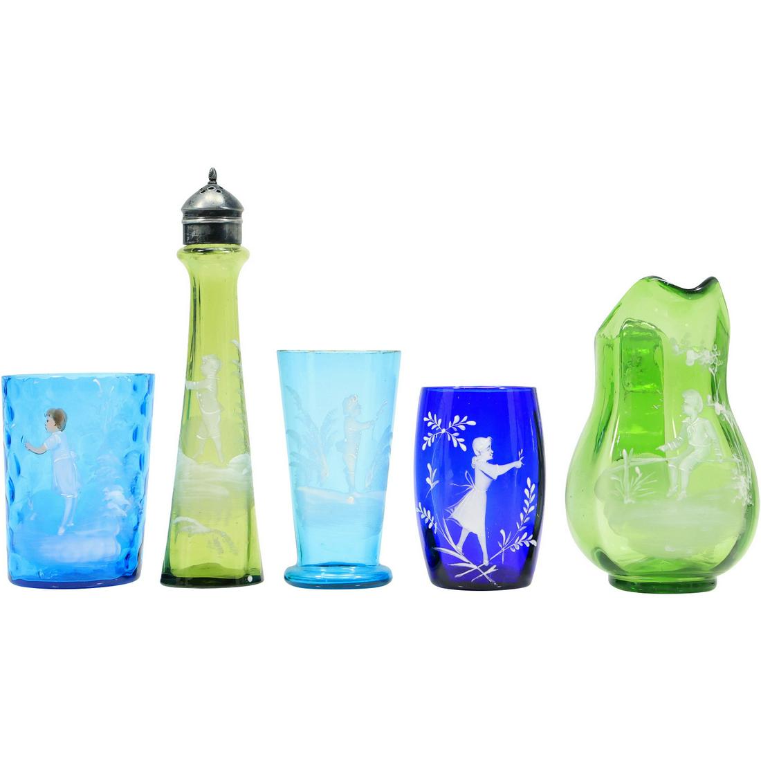 [5] Assorted MARY GREGORY Glass Items, Various Colors (1 of 20)