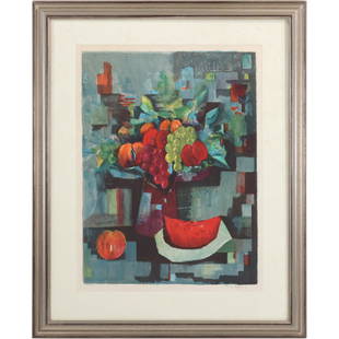 Tony Agostini, Still Life Lithograph, #133/245, Pencil Signed, Framed: Tony Agostini, Still Life Lithograph, #133/245, Pencil Signed, Framed size: 22.75 x 17 matte, 31 x 25 outside frame. ASKart: Tony Agostini (1916 - 1990) was active/lived in Italy, France. Tony Agostin