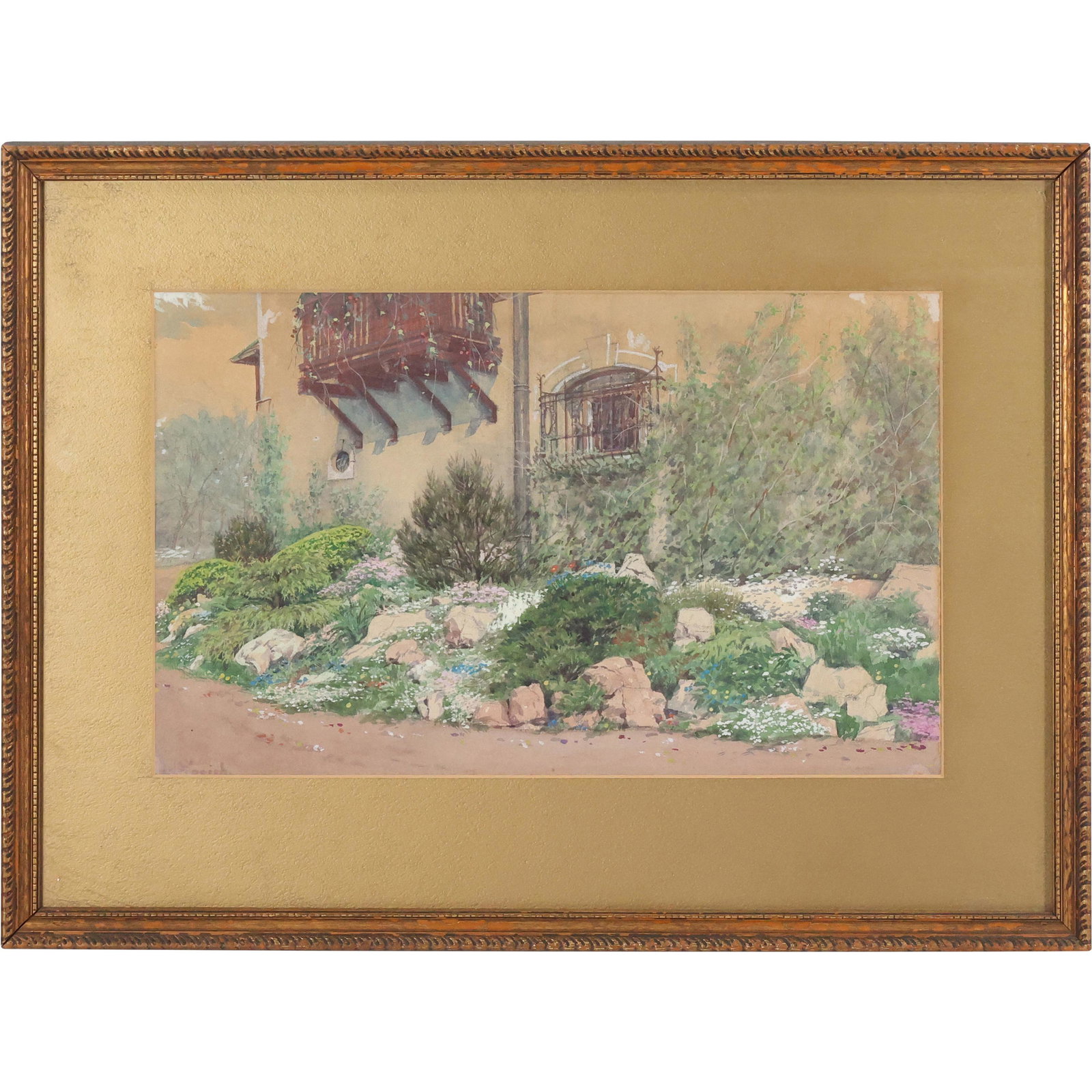 Carl Pippich; Austrian Watercolor Flower and Rock Garden Signed: Carl Pippich; Austrian Watercolor Flower and Rock Garden Signed . Watercolor on paper. Flower and Rock Garden. Signed lower left; 9.75in. X 16.25in.(image), 16.5in. X 22in.(framed)
