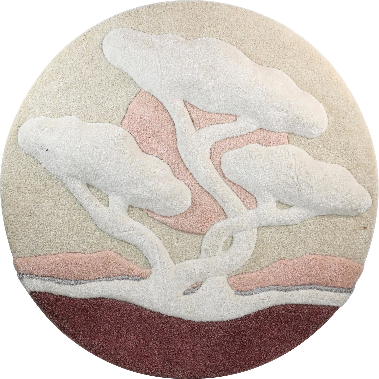 Round Sculptured "Bonsai" Wool Rug / Wall Mount: Round Sculptured "Bonsai" Wool Rug / Wall Mount. size: 48in round