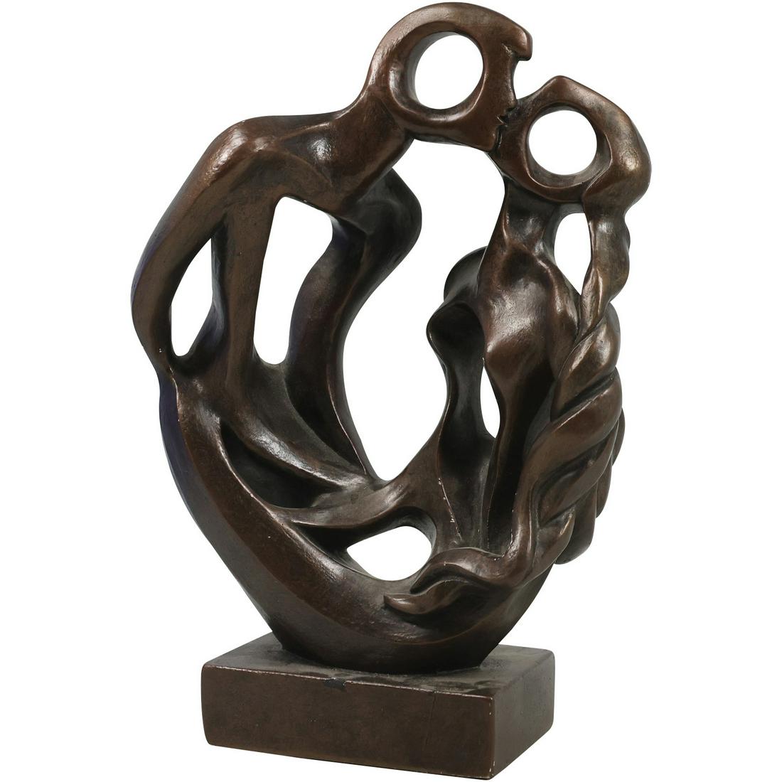 Signed Martel for Austin Prod. Modernism Kissing Figure Sculpture Hard Plaster Composition (1 of 20)