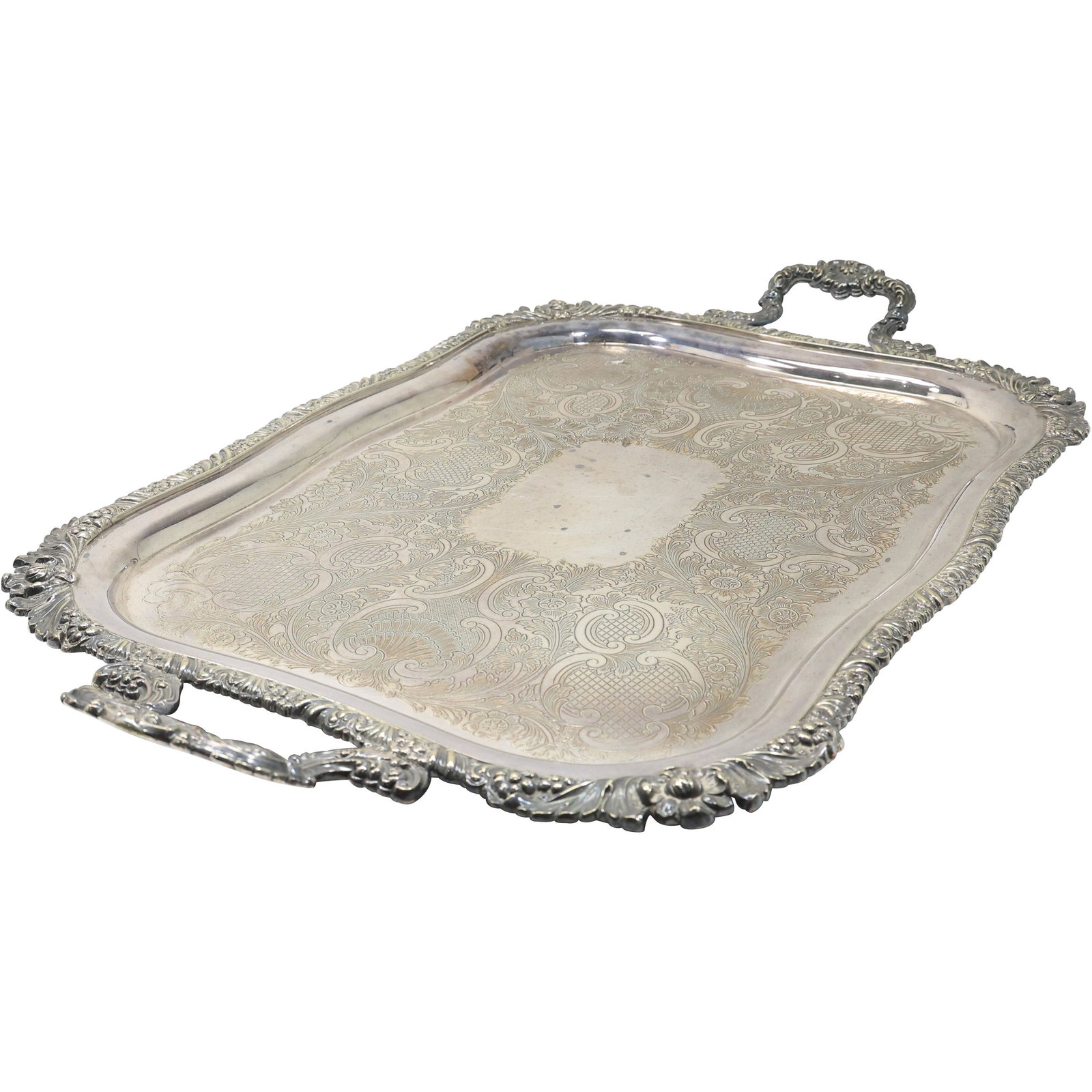 Large English Continental Silver Plate Serving Tray with Handles (1 of 14)