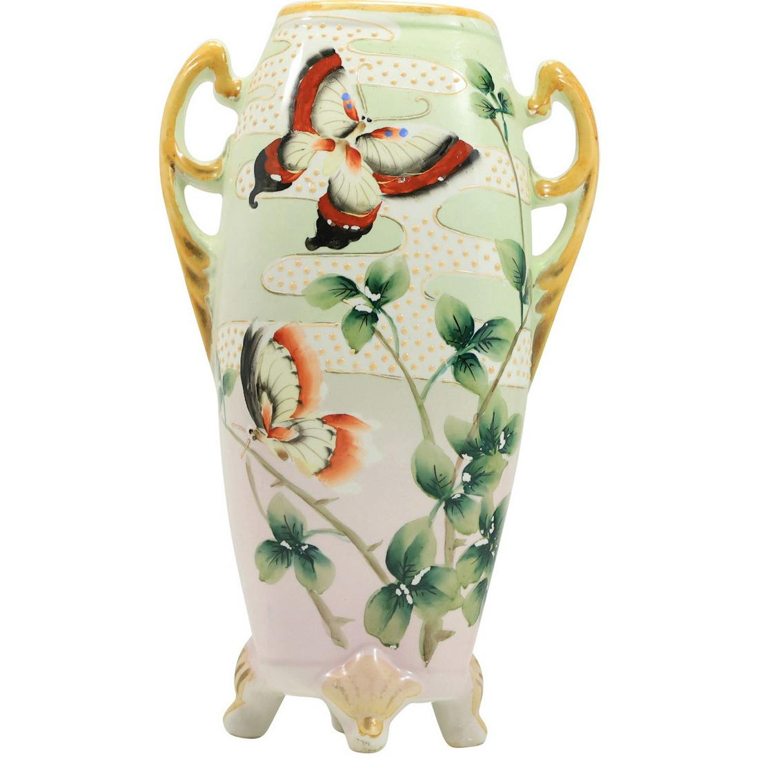 Royal Nippon Nishiki Fine Porcelain Vase Decorated Butterflies: Royal Nippon Nishiki Fine Porcelain Vase Decorated Butterflies. size: 12.25h 7.25w