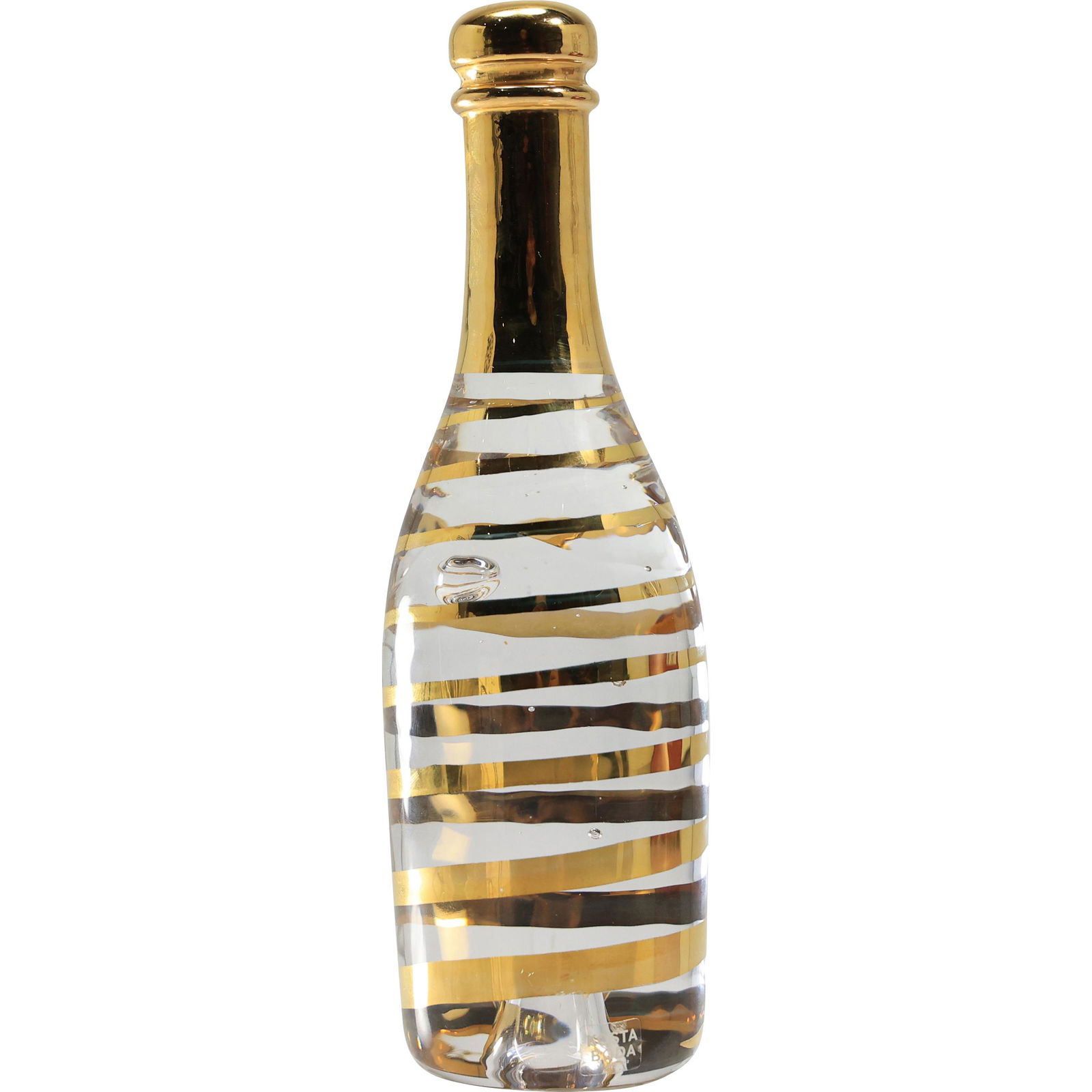 KOSTA BODA Crystal Glass Gold Candy Striped Bottle, Decanter, Original Box (1 of 17)