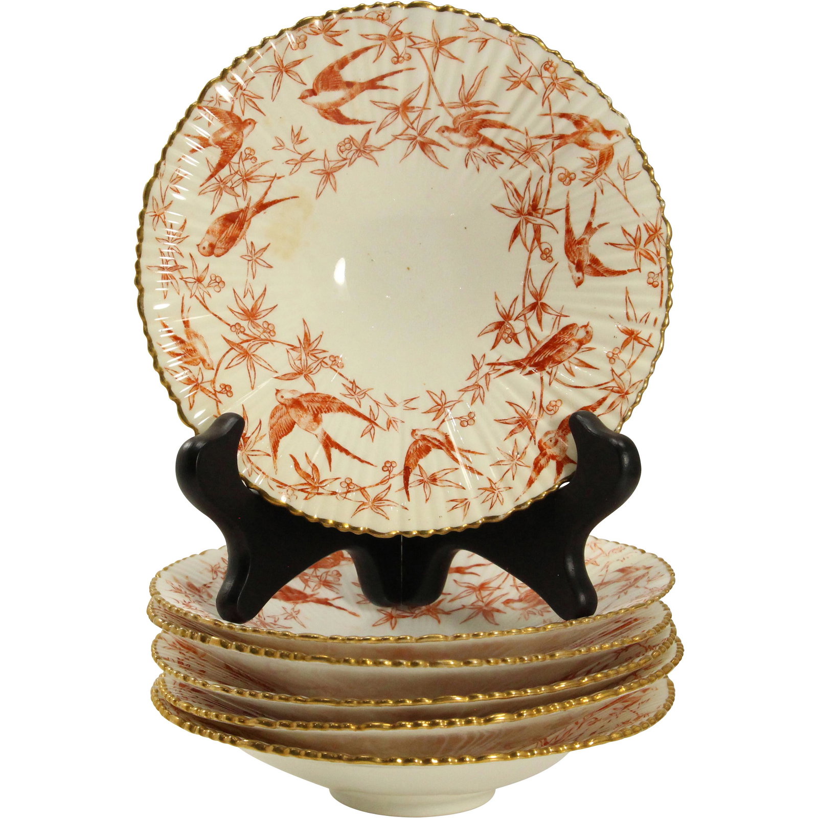 [6] Bailey Banks & Biddle Antique Porcelain Decorated Berry Bowls: [6] Bailey Banks & Biddle Antique Porcelain Decorated Berry Bowls. size: 1.5h 6.5w