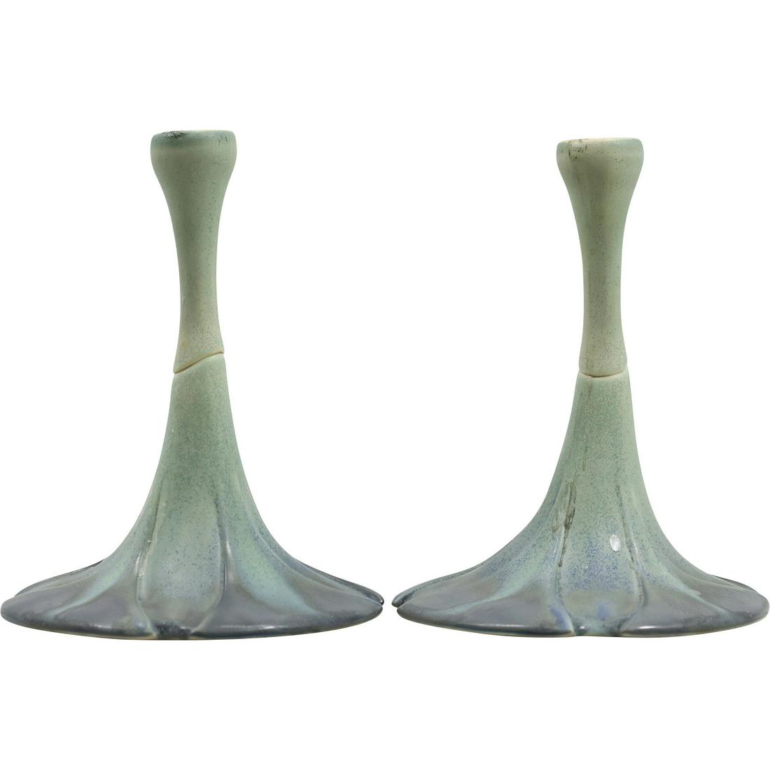 Newman Ceramic Works, Salem Ore. [2] Arts and Crafts Pottery Candlesticks (1 of 20)