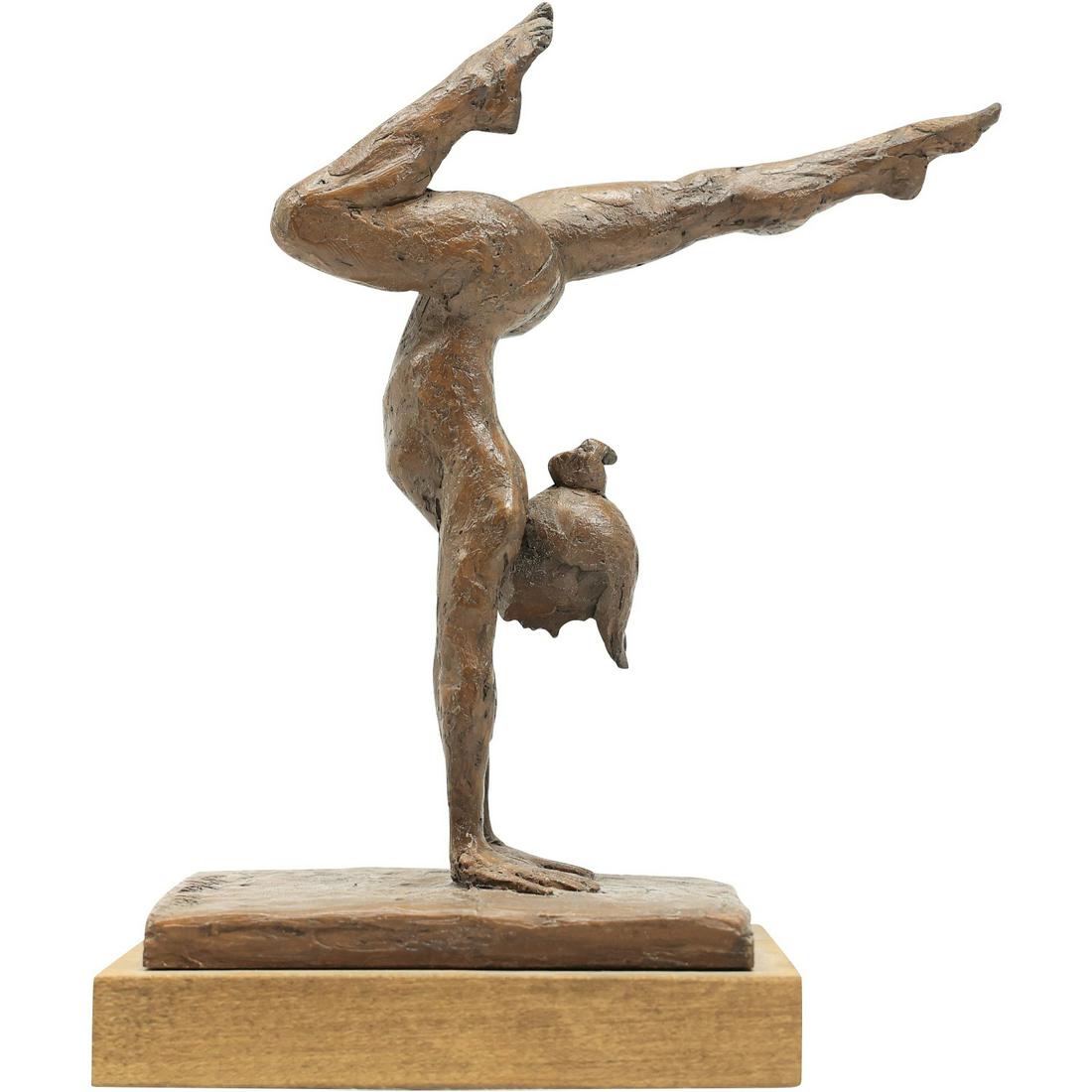 Vintage Clay Pottery Sculpture of an Acrobat Mounted on a Wood Base (1 of 20)