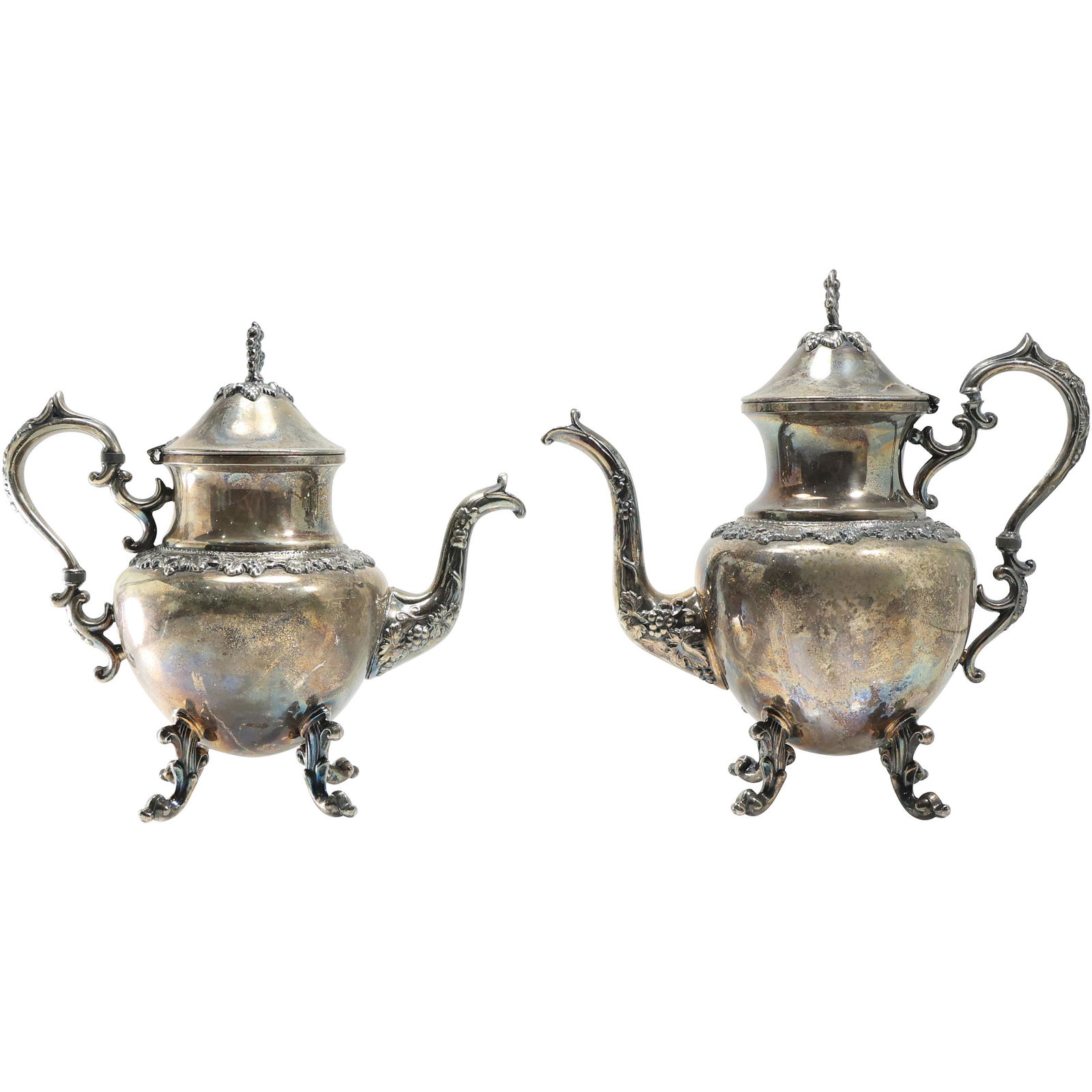 [2] Fancy Continental Silver Plate Tea Pots in 2 Sizes (1 of 15)