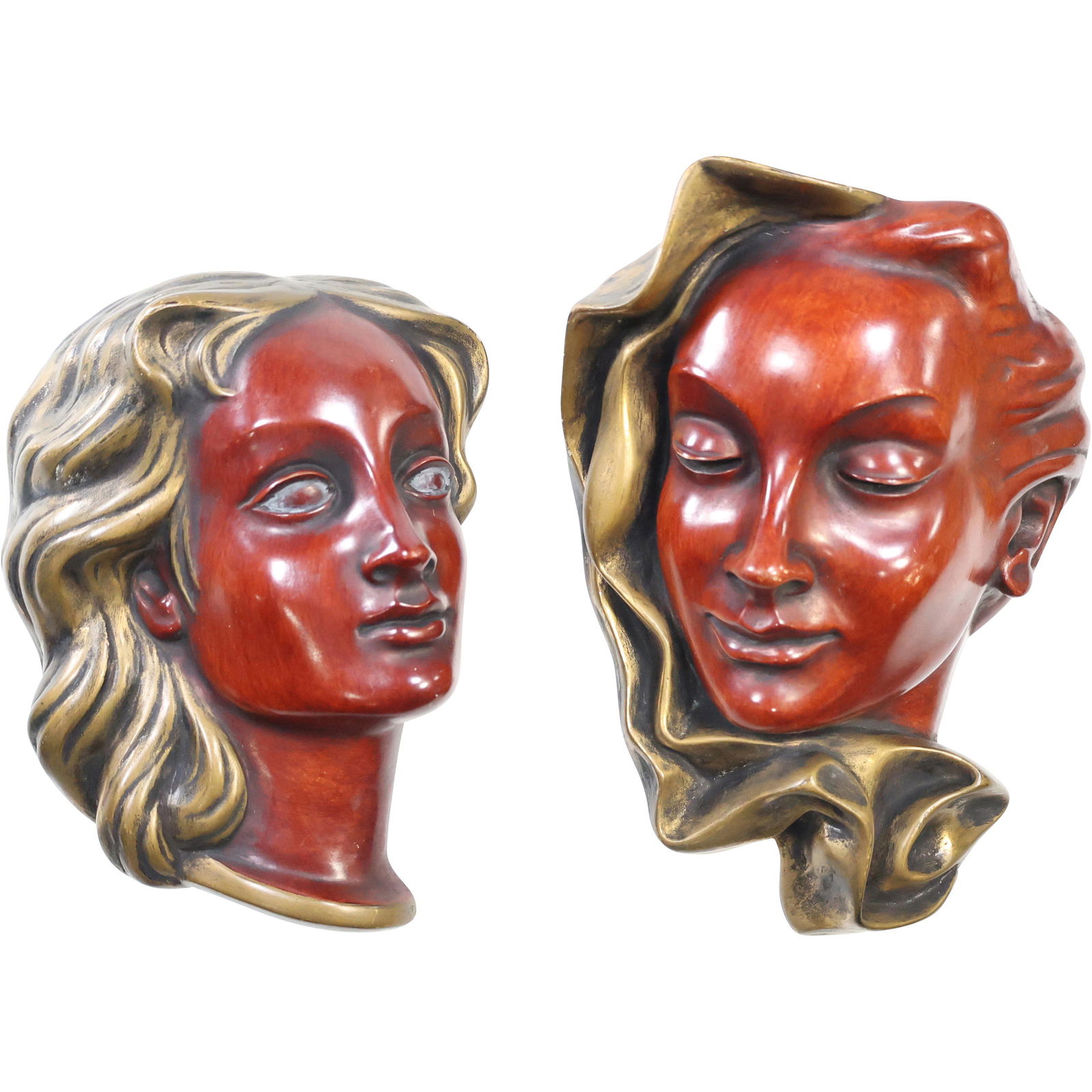 [2] Mid-Century Modern Ceramic Faces Wall Plaques (1 of 15)