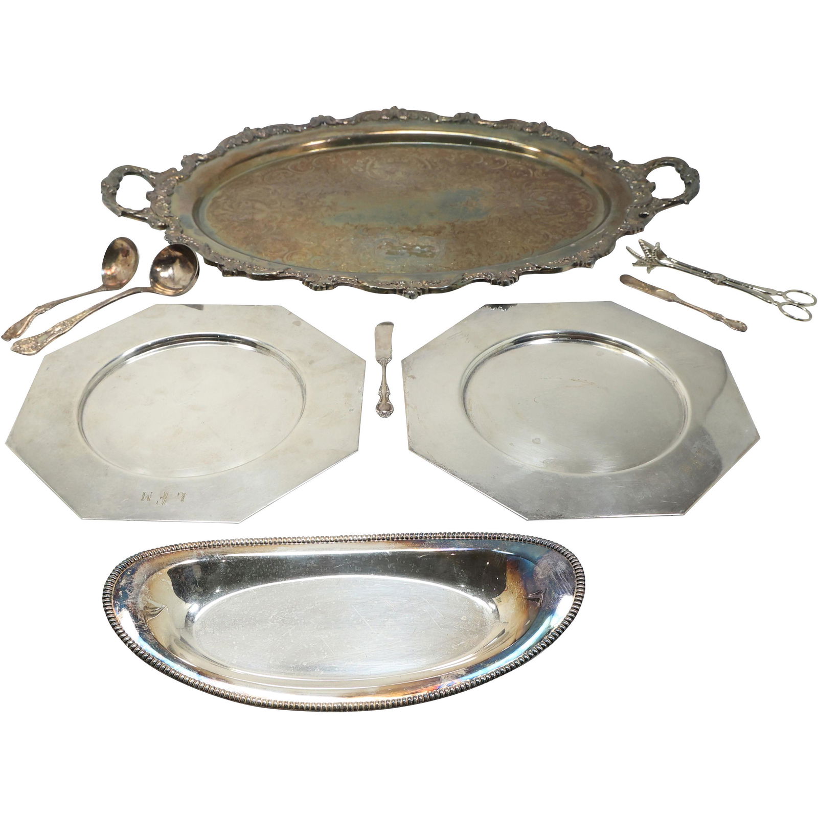 9 Assorted Continental Silver Plate Trays and Serving Utensils (1 of 20)
