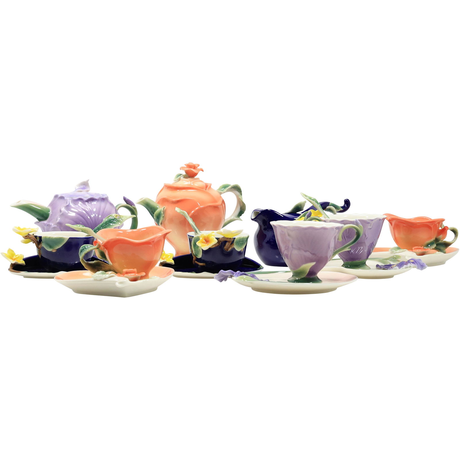 15 Pieces SORELLE Fine Porcelain Flowers Cabbage Leaf Tea Set (1 of 20)
