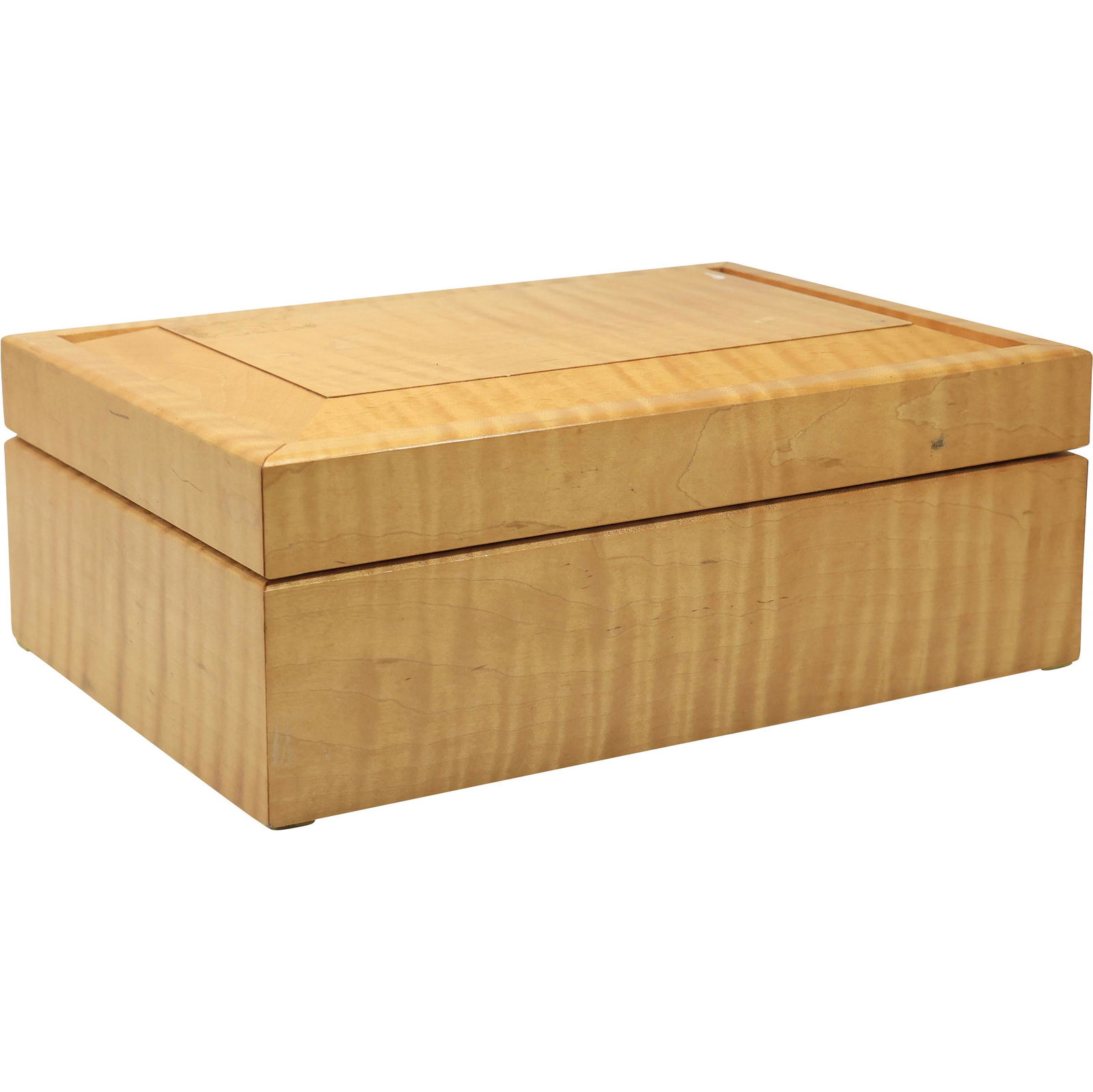 Tiger Maple Wood Cigar Box Humidor "Burns 100": Tiger Maple Wood Cigar Box Humidor "Burns 100". size: 6h 15.25w