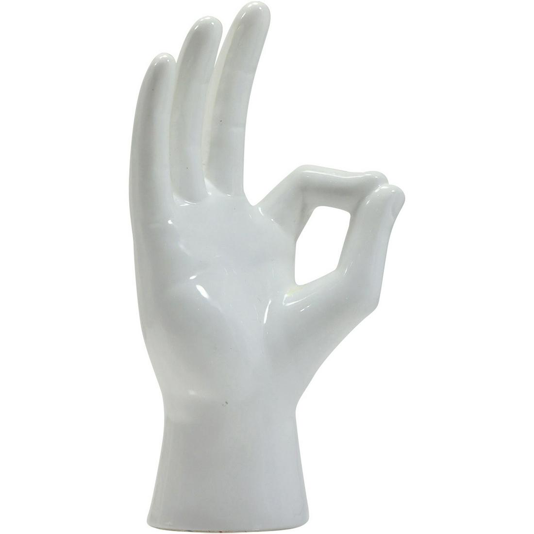 Large White Porcelain "OK" Hand Sculpture (1 of 19)